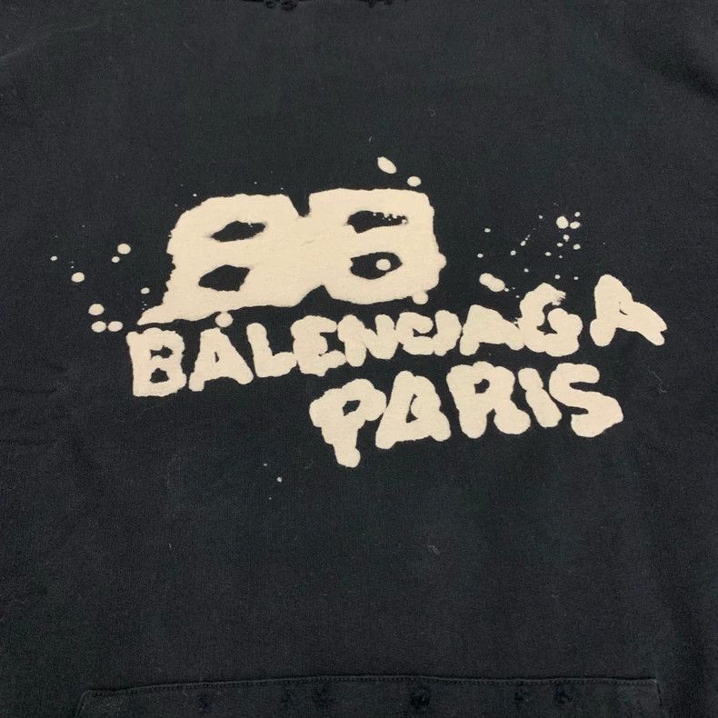 Balenciaga Balenciaga Black Graffiti Splashes Ink to Destroy Hoodie H Size US M / EU 48-50 / 2 - 8 Thumbnail