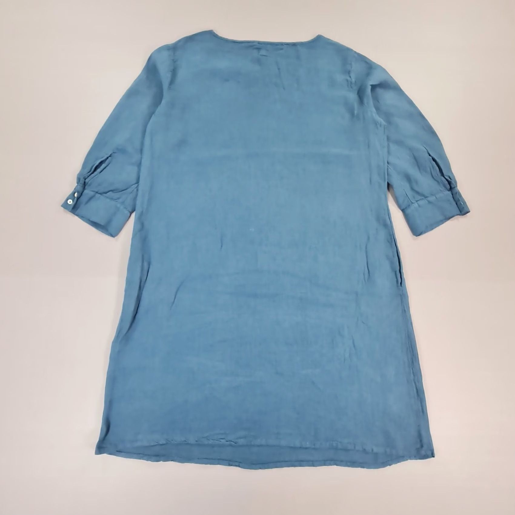 120% Lino VINTAGE 120% Lino Dress Blue Knee Length Linen 48 Womens Summer Casual Boat Neck 3/4 Sleeve Size XL / US 12-14 / IT 48-50 - 6 Thumbnail