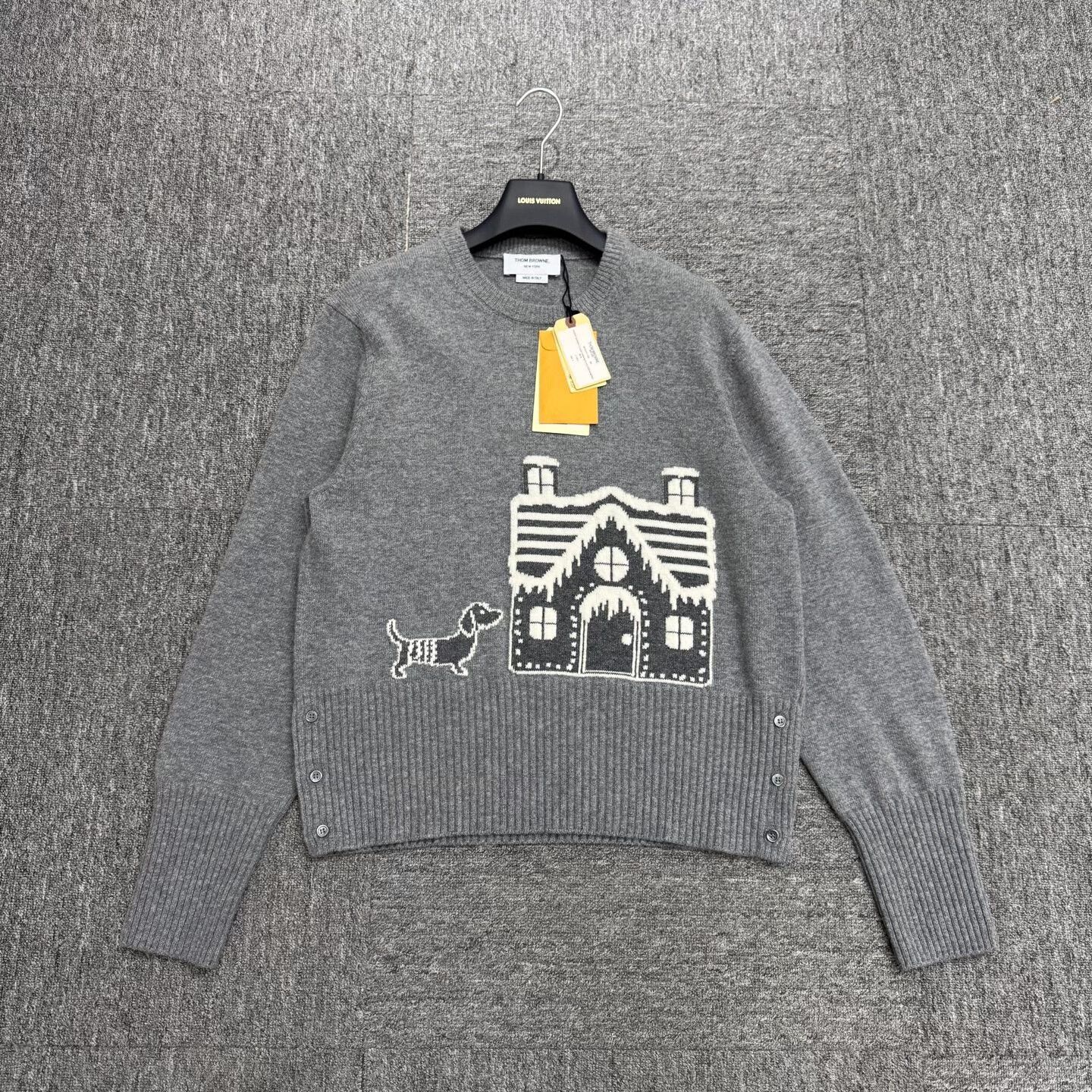 thom browne grey wool knit sweater