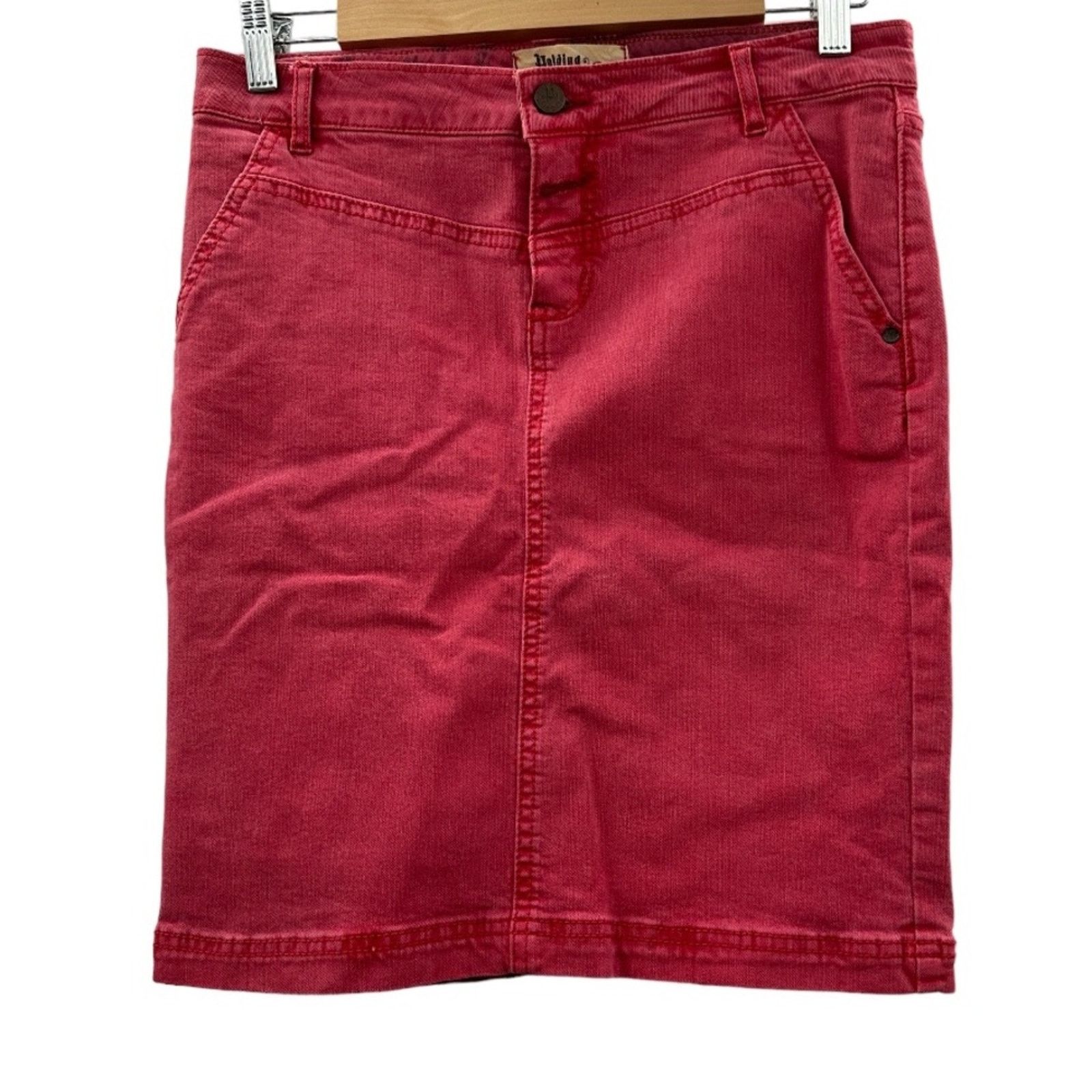 Anthropologie Anthropologie Holding Horses Faded Red Pink Denim Jean Skirt Size 28" / US 6 / IT 42 - 1 Thumbnail