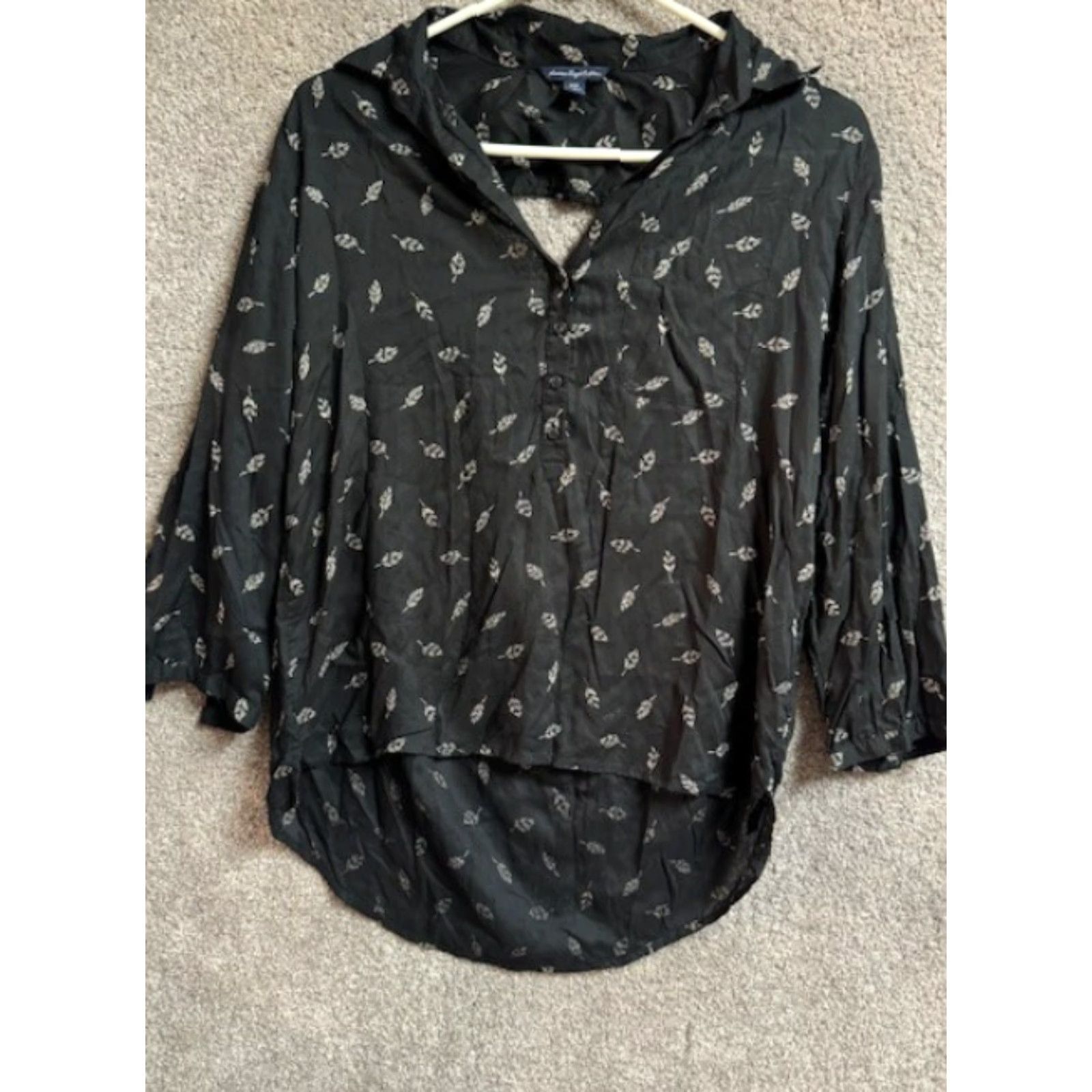 American Eagle Outfitters VINTAGE American Eagle Outfitters Top Womens M Leaf Print Fairy Grunge Whimsigoth Y2K Shirt Size M / US 6-8 / IT 42-44 - 2 Thumbnail