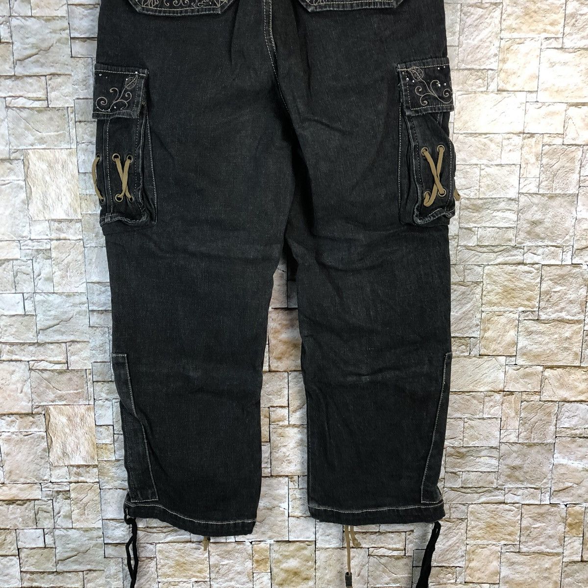 Japanese Brand Maliani Black Cropped seditionaries punk cargo Pants #A956 Size US 29 - 20 Thumbnail