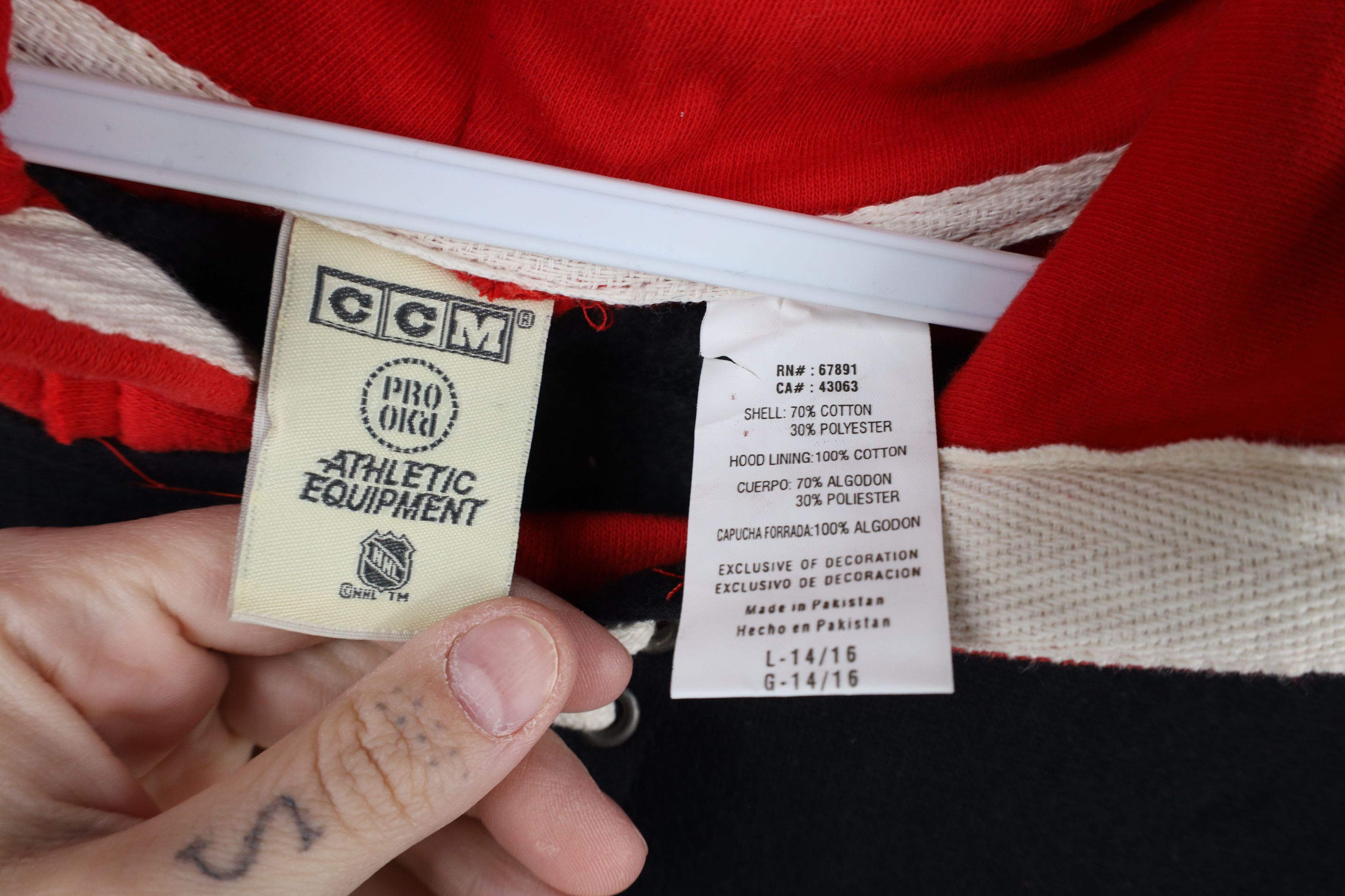 Vintage Vintage CCM Hockey Red Wings Hockey Jersey Hoodie Sweatshirt Size L / US 10 / IT 46 - 10 Thumbnail