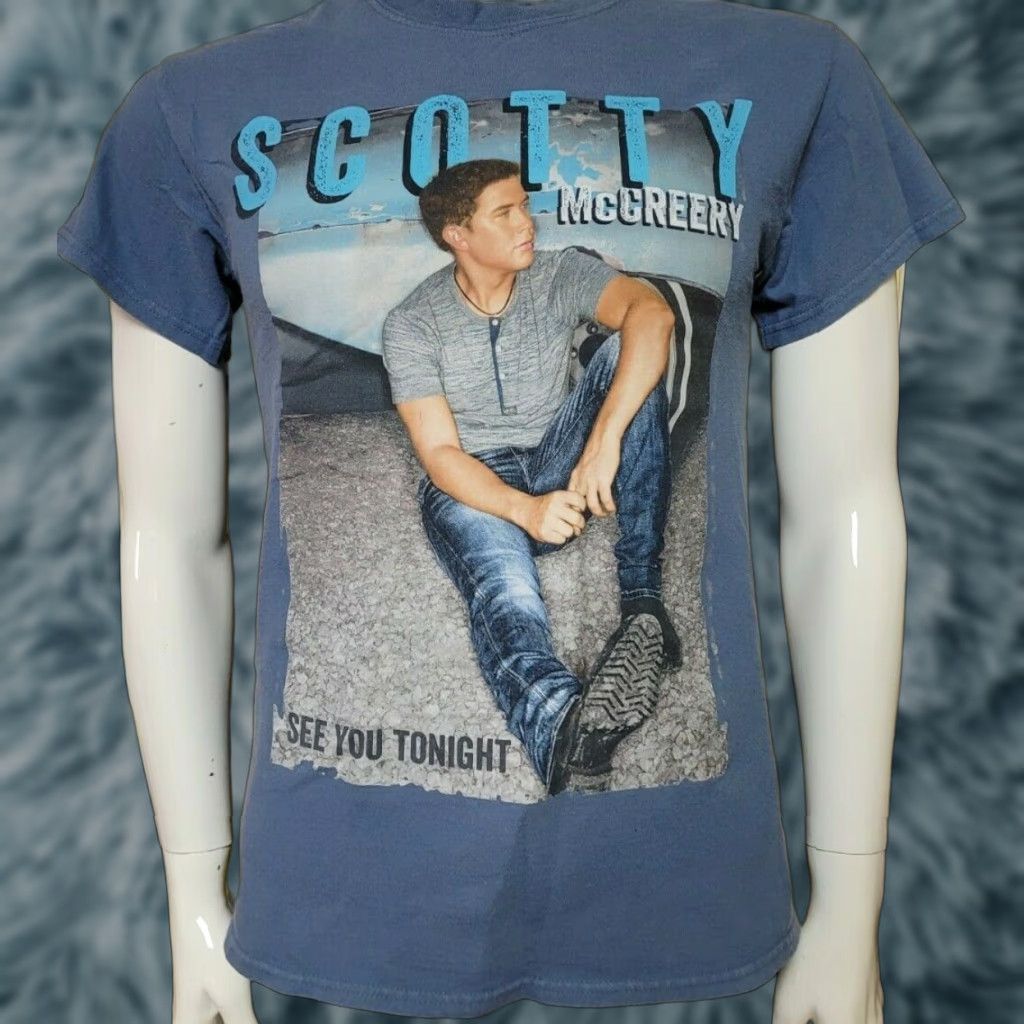 Gildan Scotty McCreery See You Tonight T Shirt Small Blue Gildan 100% Cotton Graphic Tee Concert Tour Mens Shirt Size US S / EU 44-46 / 1 - 1 Thumbnail