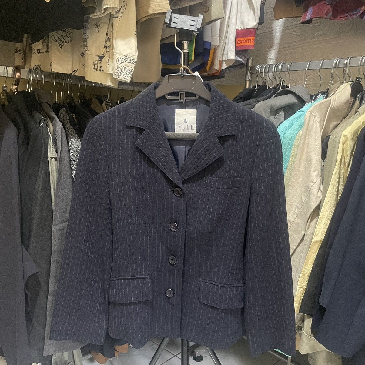 Blaze × Vintage Striped Blazer (Elle Paris) Size M / US 6-8 / IT 42-44 - 1 Thumbnail