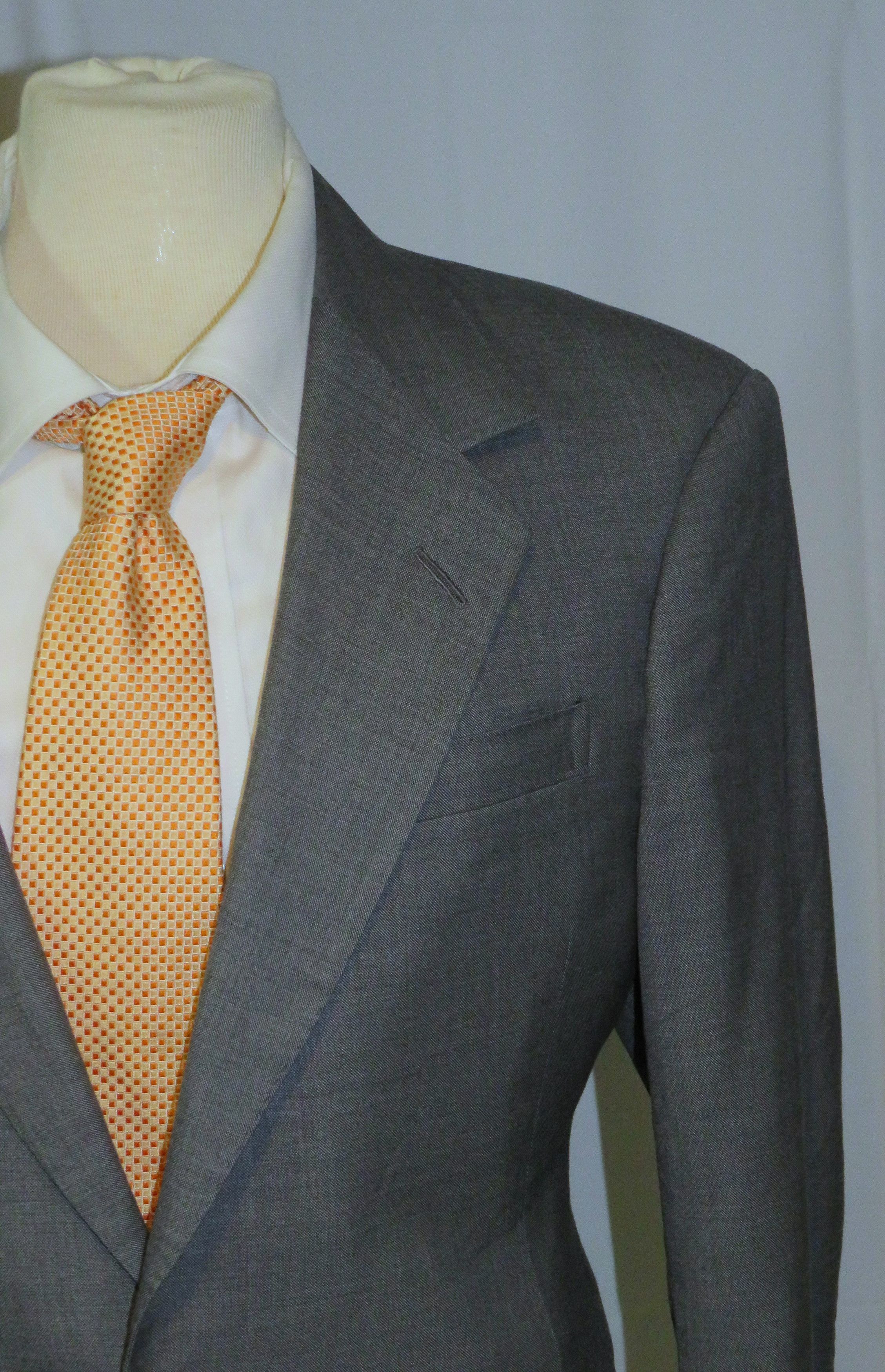 Huntsman × Savile Row Bespoke 2022 Solid Gray One Button Suit 34S Size 34S - 5 Thumbnail