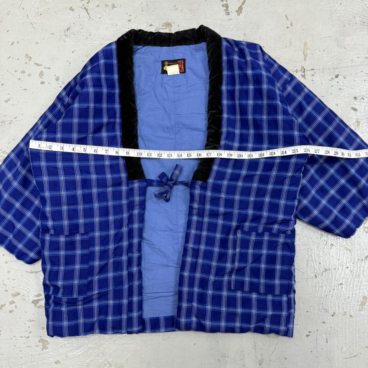 Japanese Brand Vintage Traditional Japanese Hanten Blue Plaid Jacket Kimono Size US L / EU 52-54 / 3 - 5 Thumbnail
