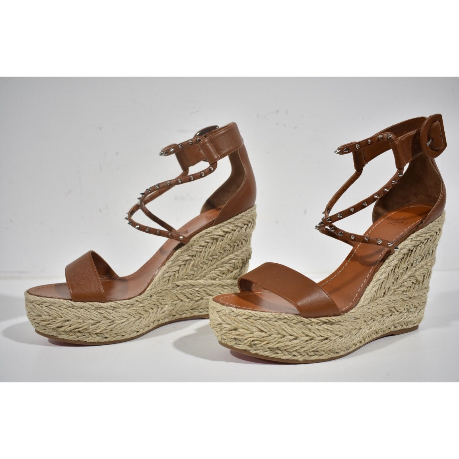 Christian Louboutin Chocazeppa Spikes 120 Cuoio Brown Platform Wedge Sandal 42 Size US 12 / IT 42 - 9 Thumbnail