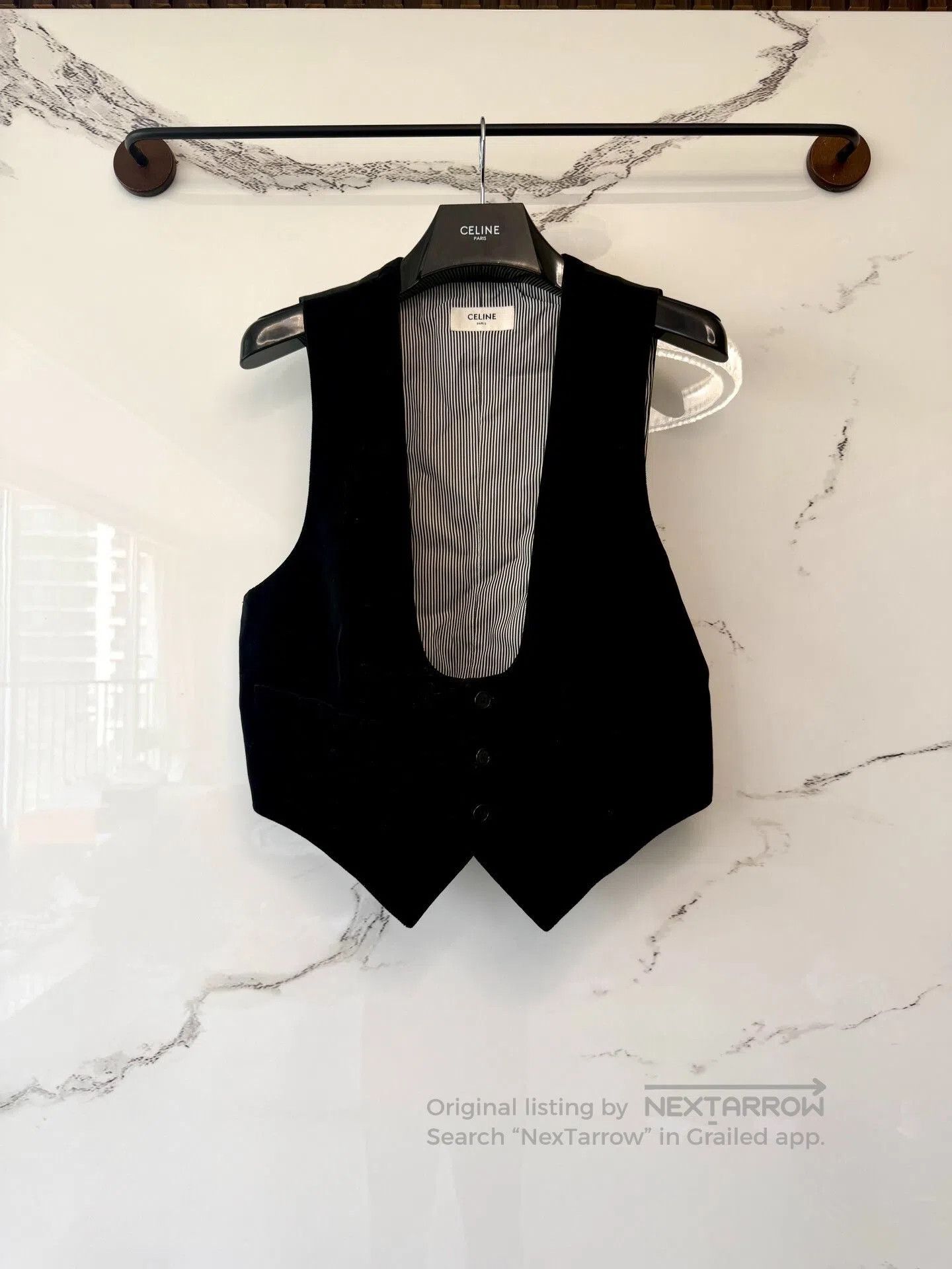 Celine celine black velvet sleeveless vest. Size M / US 6-8 / IT 42-44 - 1 Thumbnail