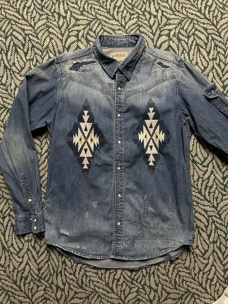 Schott Schott Heavily washed ethnic style shirt Size US S / EU 44-46 / 1 - 2 Thumbnail