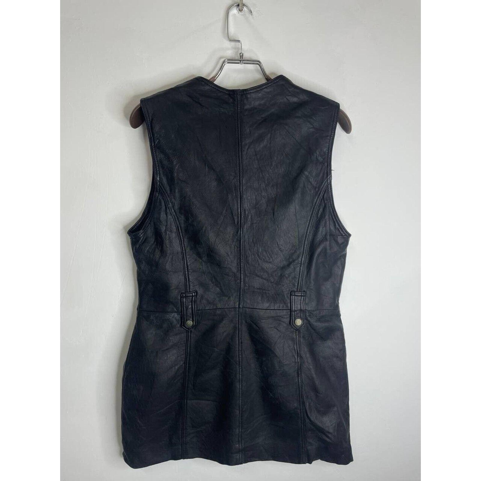 Vintage Vintage Black Leather Long Utility Vest Zipper Details M Size M / US 6-8 / IT 42-44 - 4 Thumbnail
