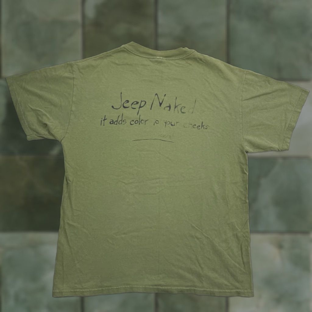 Hanes VINTAGE Hanes Jeep Naked T-Shirt Adult Large Green 90s Funny Hipster Mens Size US L / EU 52-54 / 3 - 1 Thumbnail
