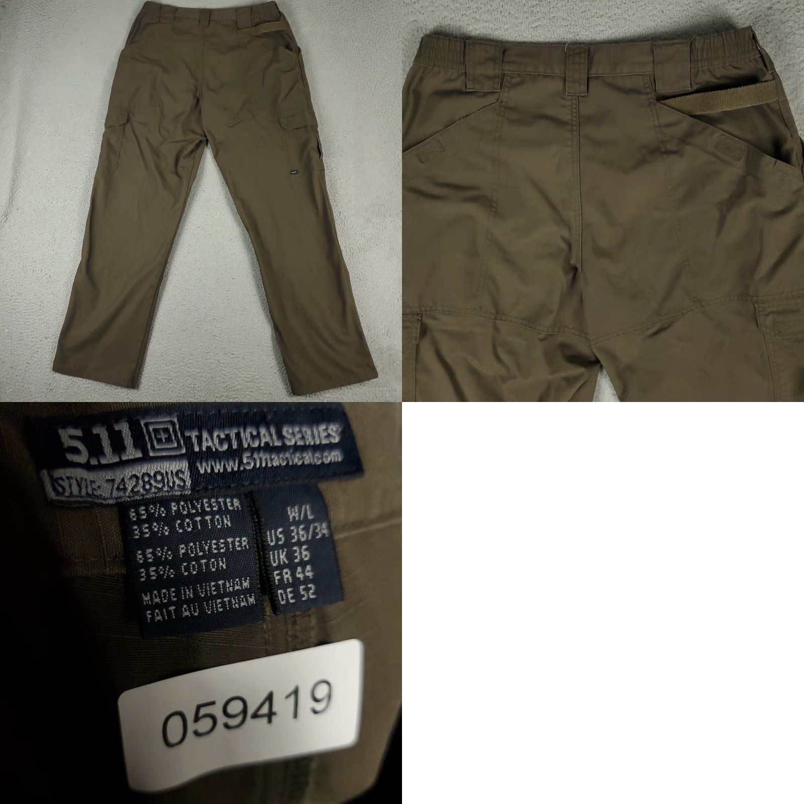 Vintage 5.11 Tactical Cargo Pants Mens Size 36x34 Brown Outdoor Workwear Size US 36 / EU 52 - 8 Thumbnail