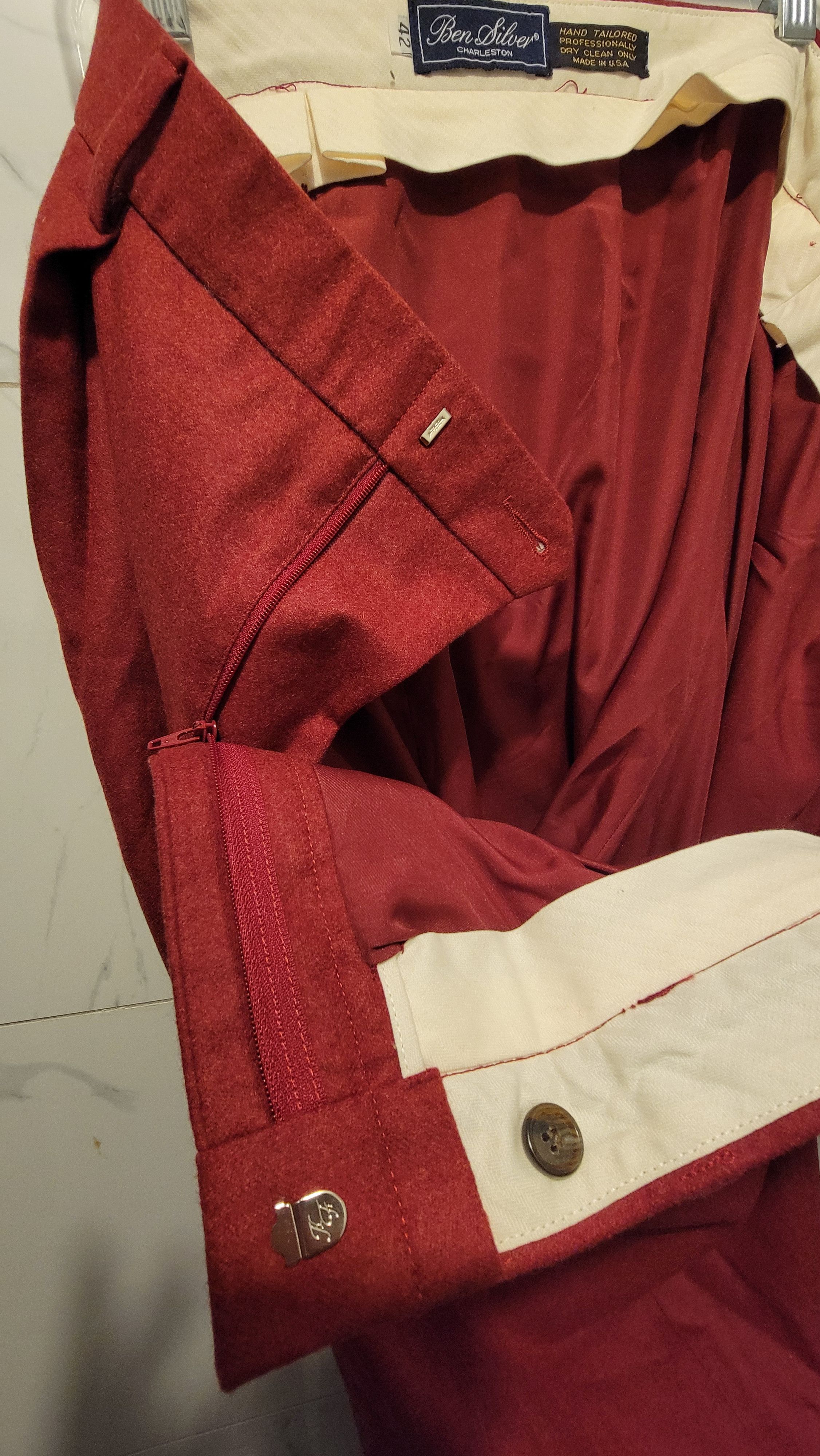 Ben Silver Deep Red wool dress pants Size 42R - 3 Thumbnail