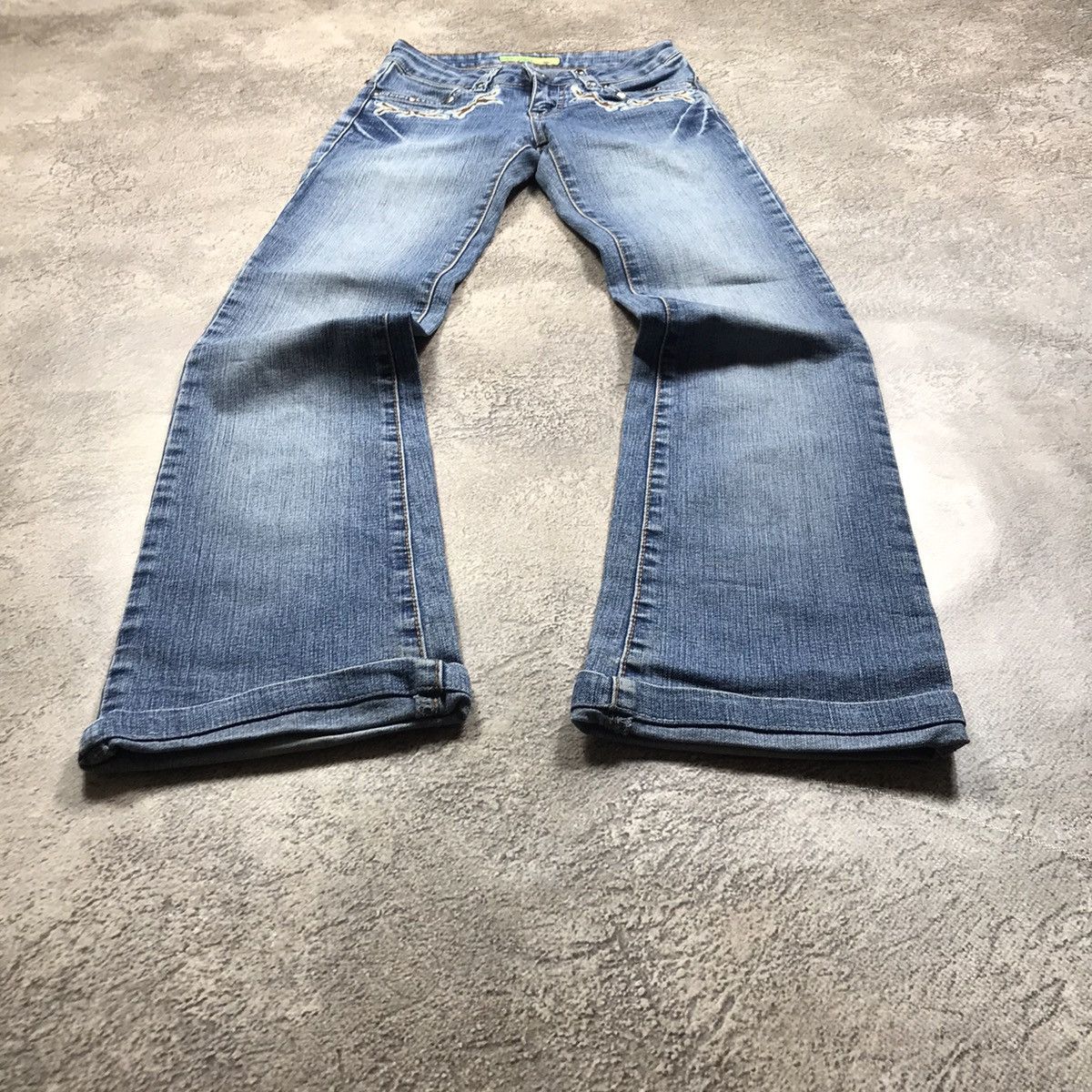 Vintage Vintage 90s Baggy Wide Leg Distressed Jeans Grunge Y2K 24 Size 24" / US 00 / IT 34 - 1 Thumbnail