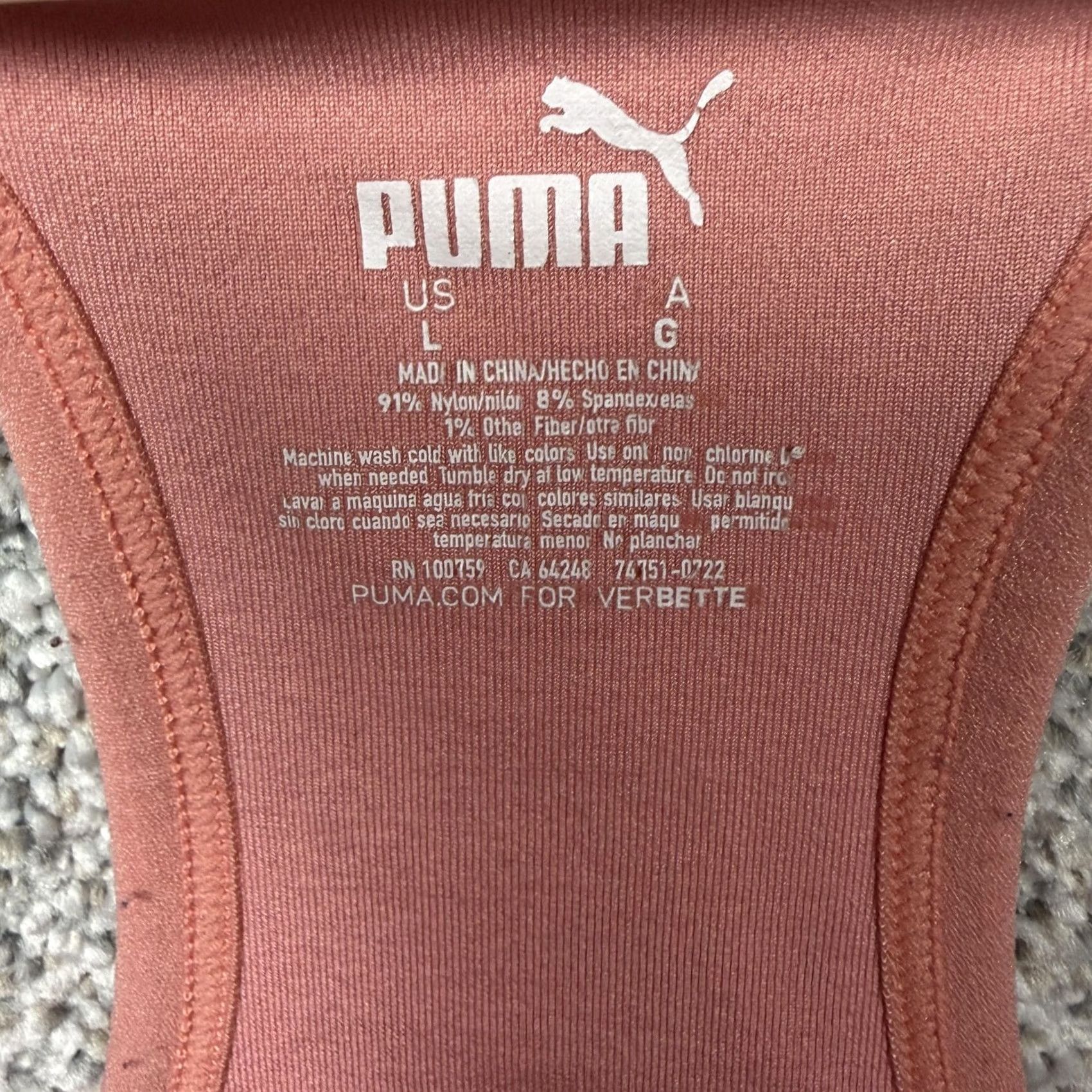 Puma Puma Sports Bra Womens Large Pink Wireless Racerback Adjustable Stretch Athletic Size ONE SIZE - 4 Thumbnail