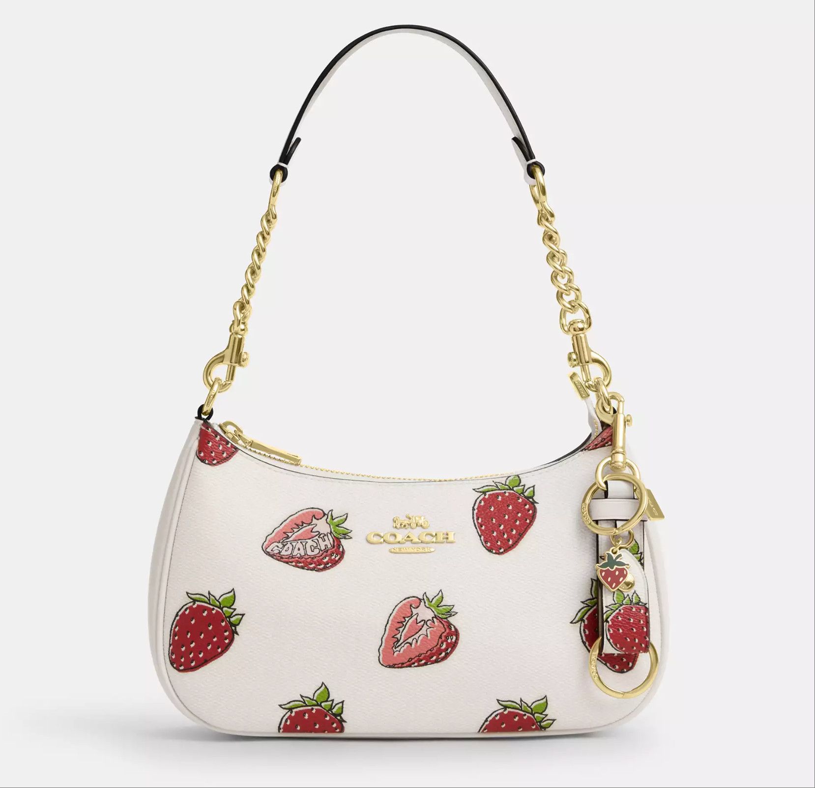 Coach Trigger Snap Bag Charm With Strawberry Print CAO45 Size ONE SIZE - 7 Thumbnail