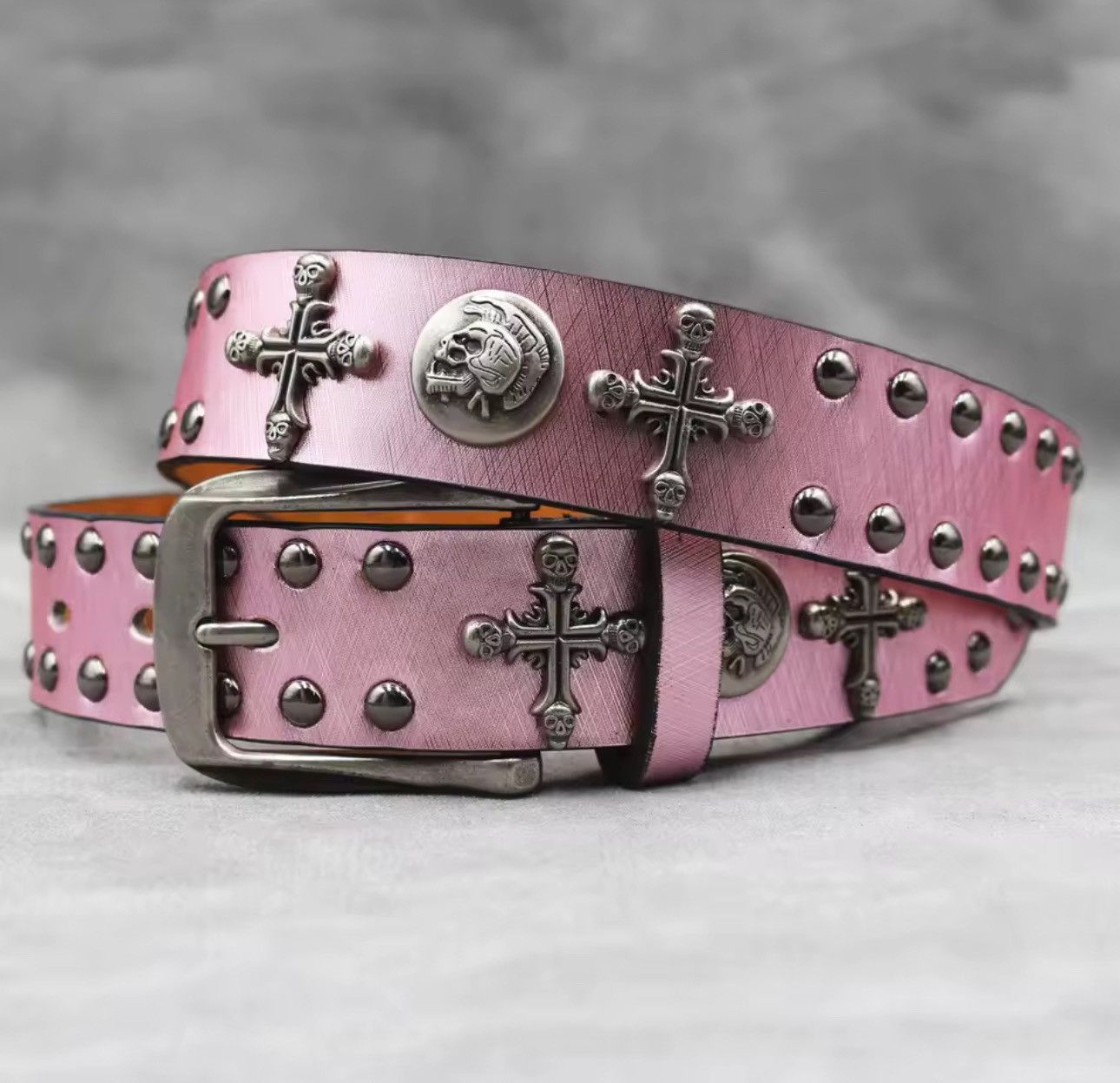 Other Gothic Punk Skull Rivet Cross Buckle Belt Size ONE SIZE - 1 Thumbnail