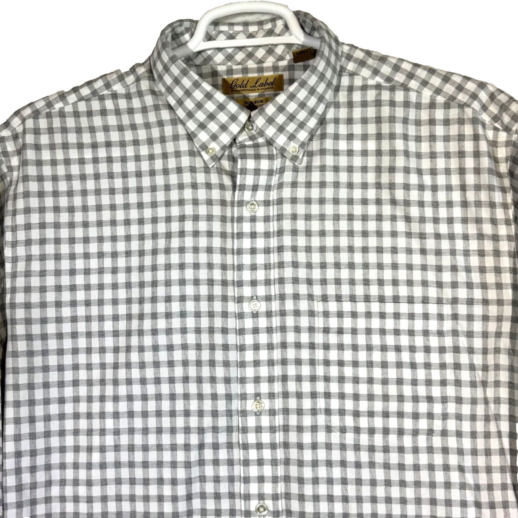 Vintage Gold Label Shirt Men XL Gray Check 100 % Cotton Non Iron Perfect Performance Size US XL / EU 56 / 4 - 4 Thumbnail