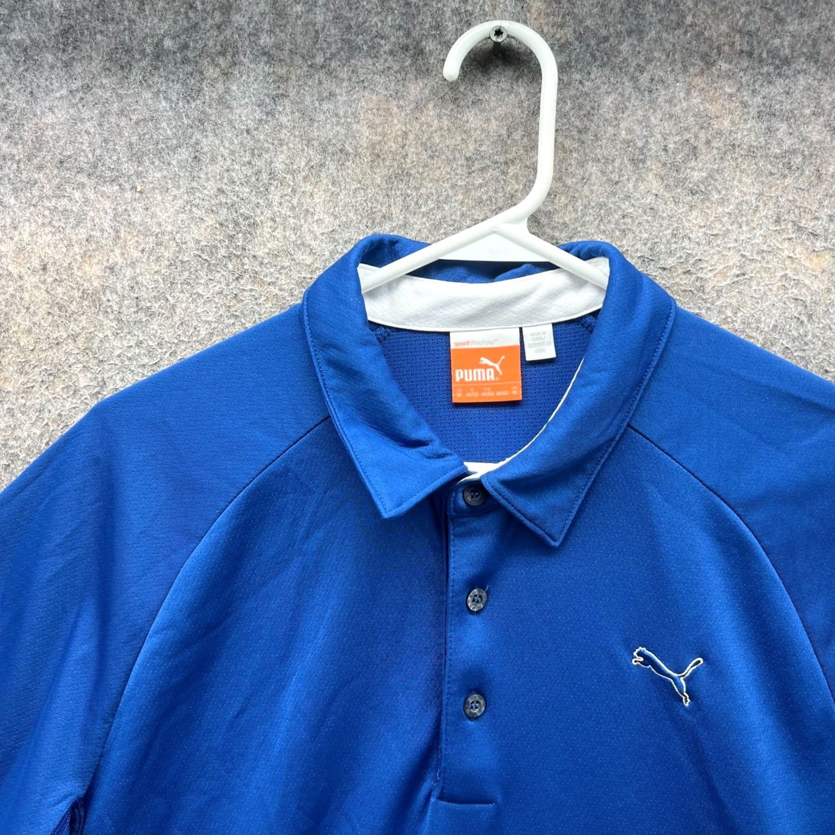 Puma PUMA Polo Shirt Mens Medium Royal Blue Athletic Sport Lifestyle Logo Knit Shirt Golf Regular Fit Short Sleeve Blue 40 in Chest Size US M / EU 48-50 / 2 - 3 Thumbnail