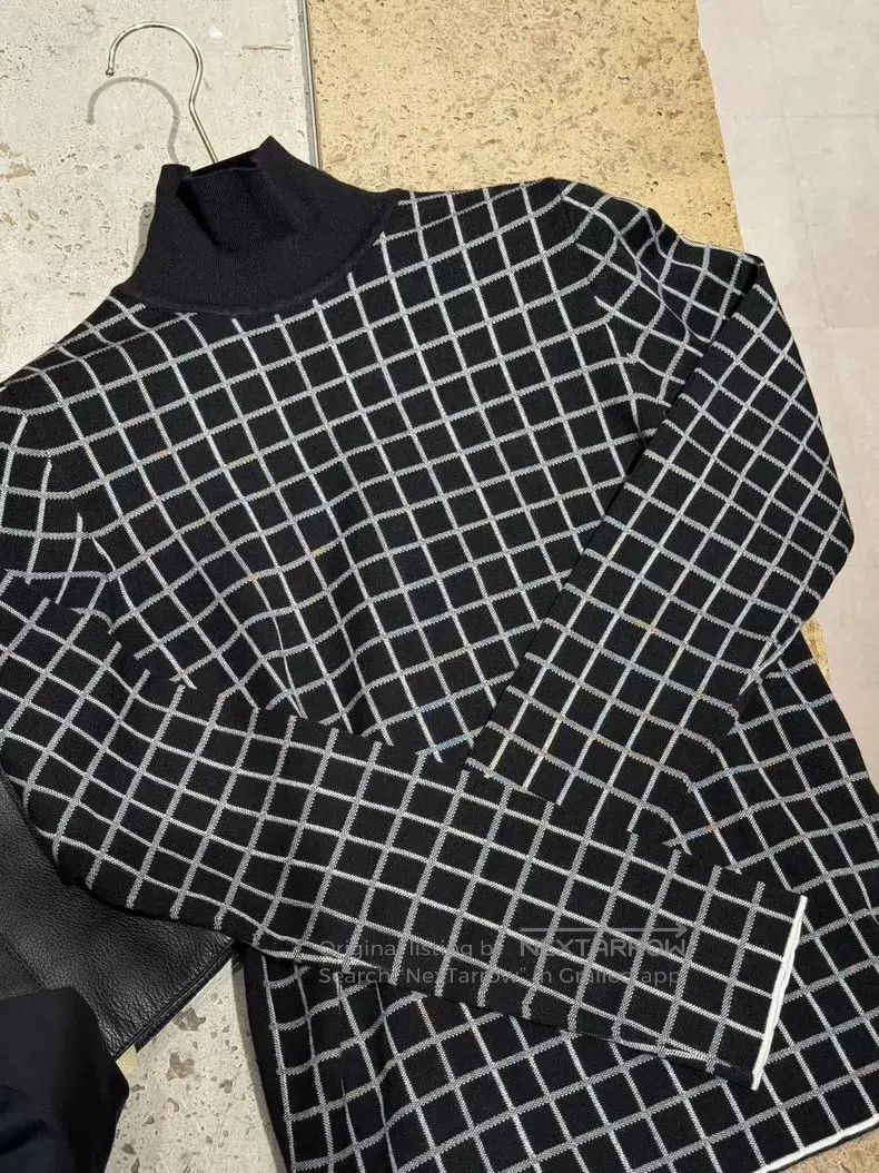 Hermes Hermes Knitted Turtleneck Sweater Black White Plaid High N Size XXS / US 00 / IT 34 - 2 Thumbnail