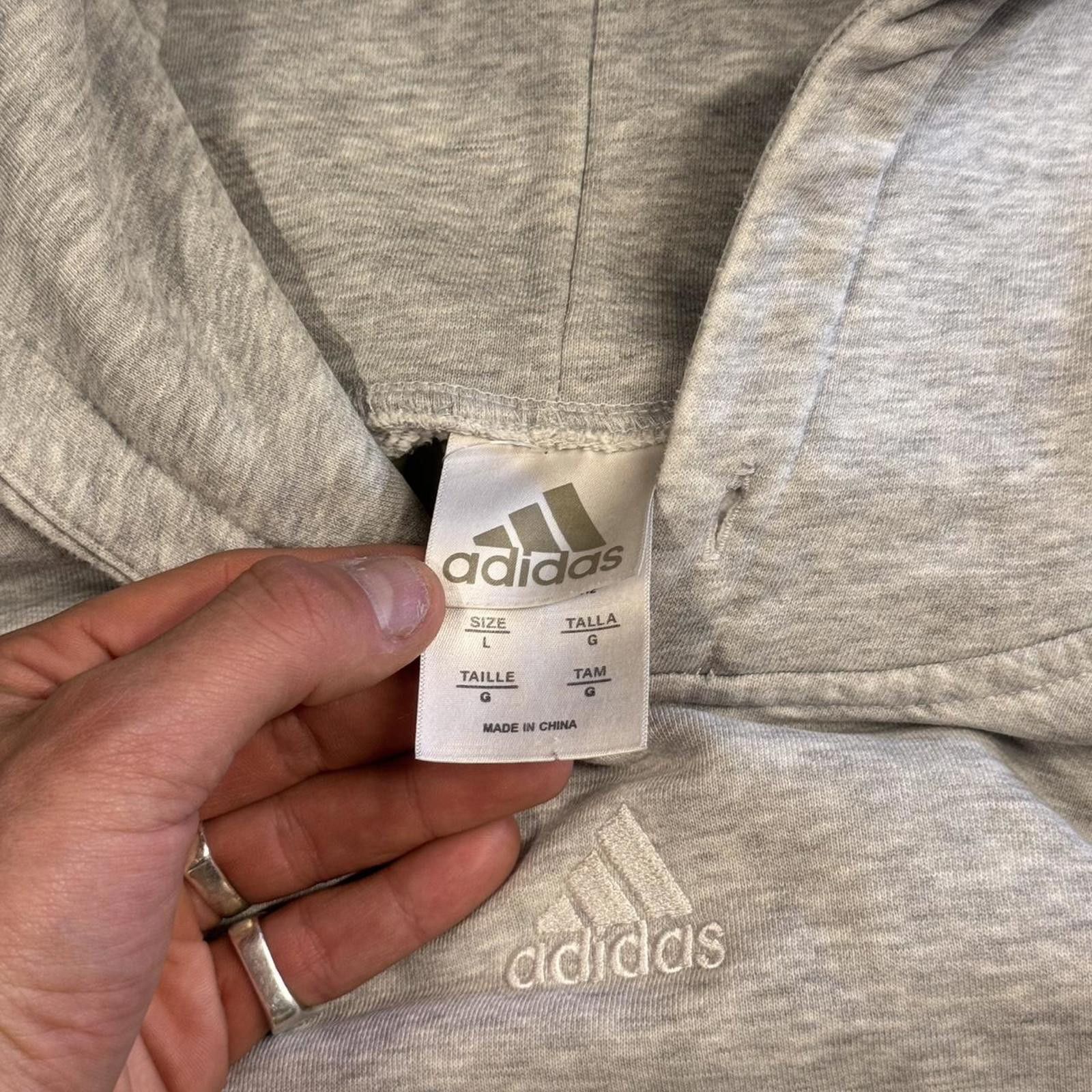 Adidas × Vintage Vintage Adidas Centre Logo Ash Grey Hoodie Size US L / EU 52-54 / 3 - 6 Thumbnail