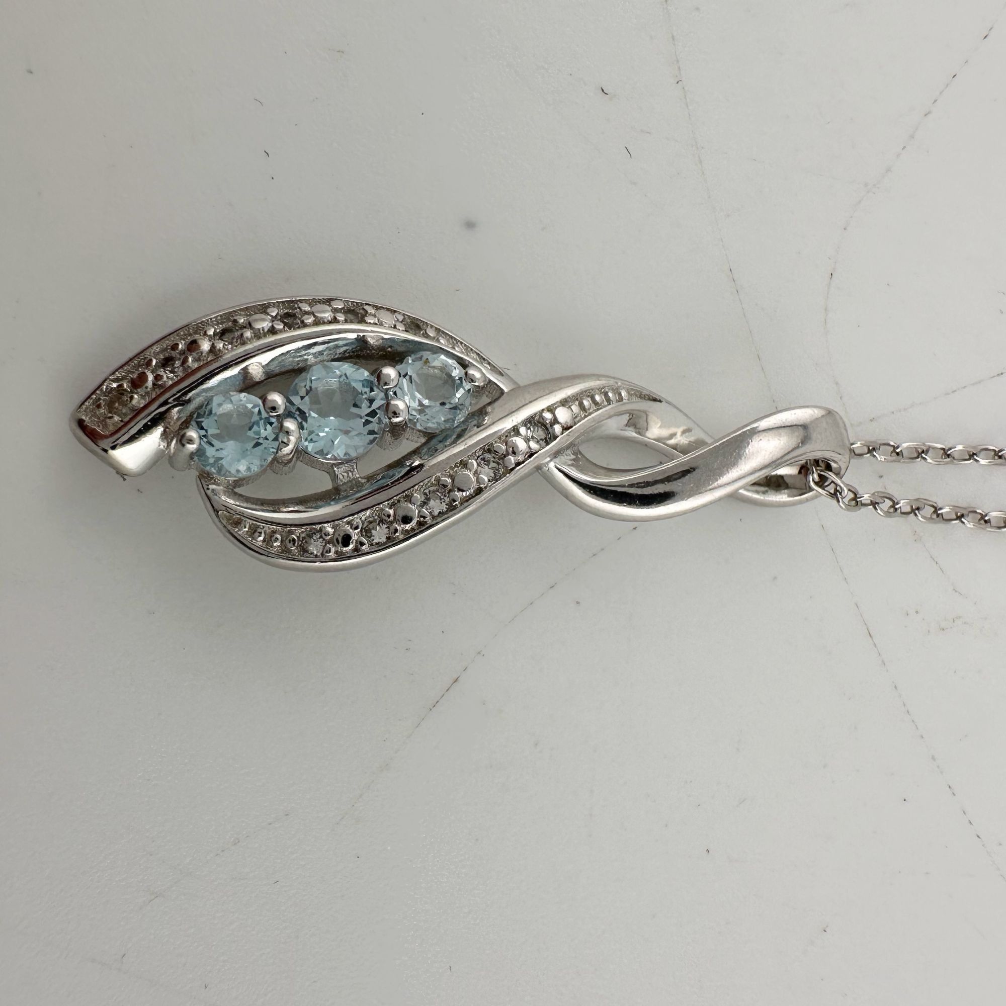Other Blue Topaz Swirling Ribbon Necklace with Diamond Accent Size ONE SIZE - 8 Thumbnail