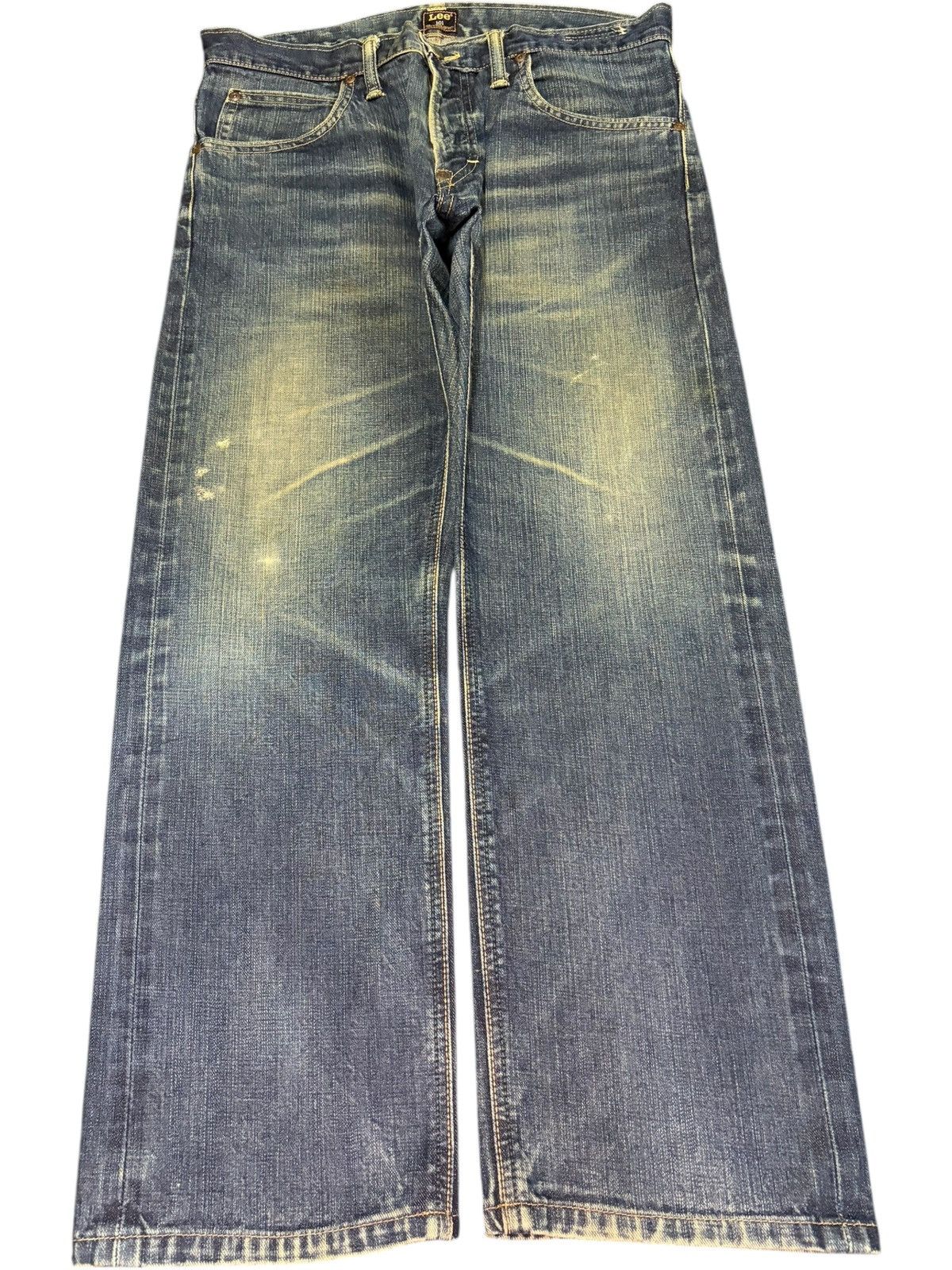 Lee Vintage 90s Lee 101 Selvedge Mud Wash Distress Loose Jeans Size US 33 - 1 Thumbnail