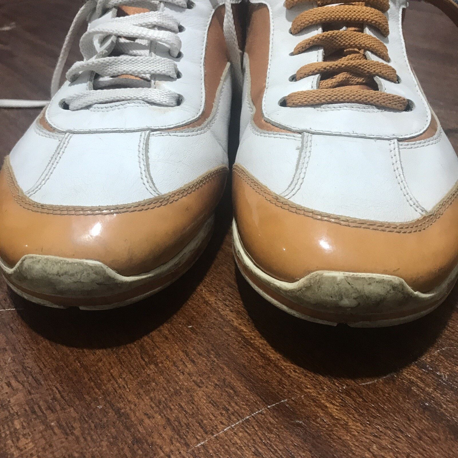 Salvatore Ferragamo Salvatore Ferragamo Sneaker leather Shoes Made Italy orange Size US 10 / EU 43 - 6 Thumbnail