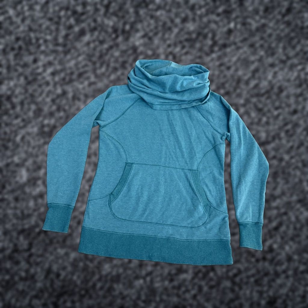 Vintage L.L.Bean Hoodie Womens M Blue Cowl Neck Kangaroo Pocket Pullover Stretch Shirt Size M / US 6-8 / IT 42-44 - 1 Thumbnail
