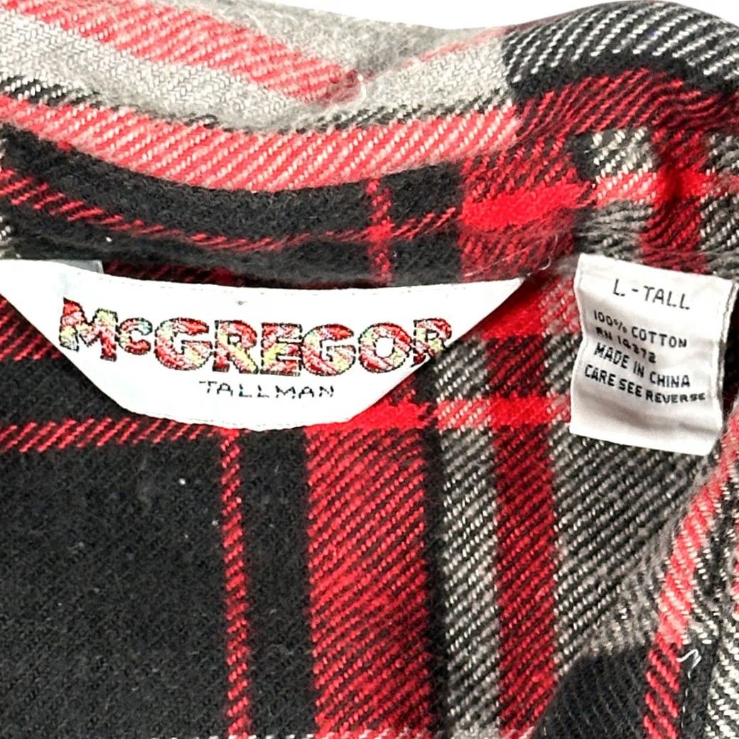 McGregor VINTAGE McGregor Shirt Adult LARGE TALL Gray Plaid Flannel Cotton Workwear 80s Size US L / EU 52-54 / 3 - 4 Thumbnail