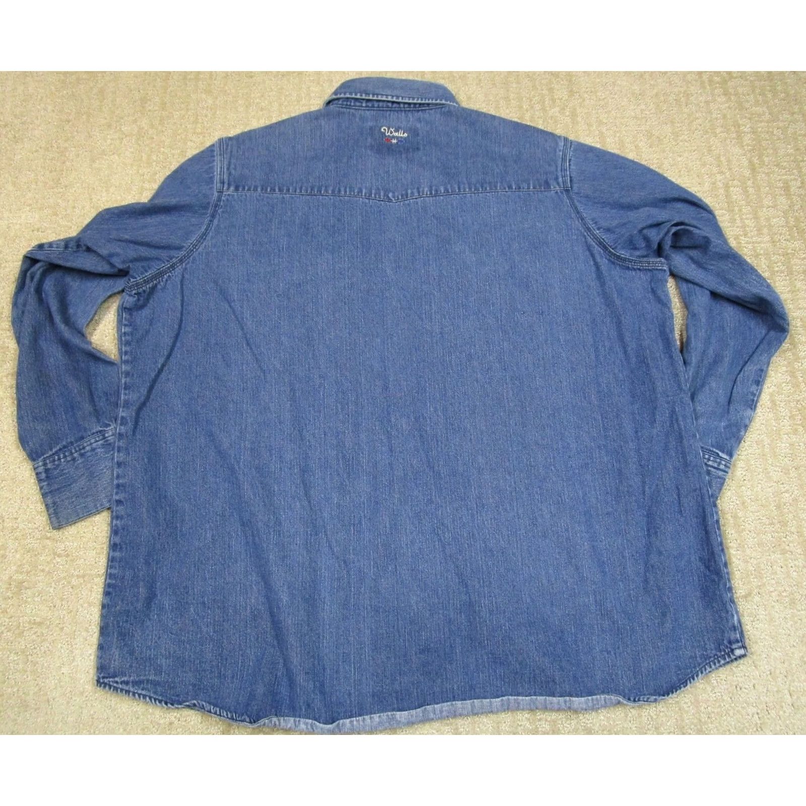 Walls Walls Denim Shirt Men 2XL Blue Pearl Snap Western Light Wash Jeans Style Casual Workwear Shirt Size US XXL / EU 58 / 5 - 3 Thumbnail