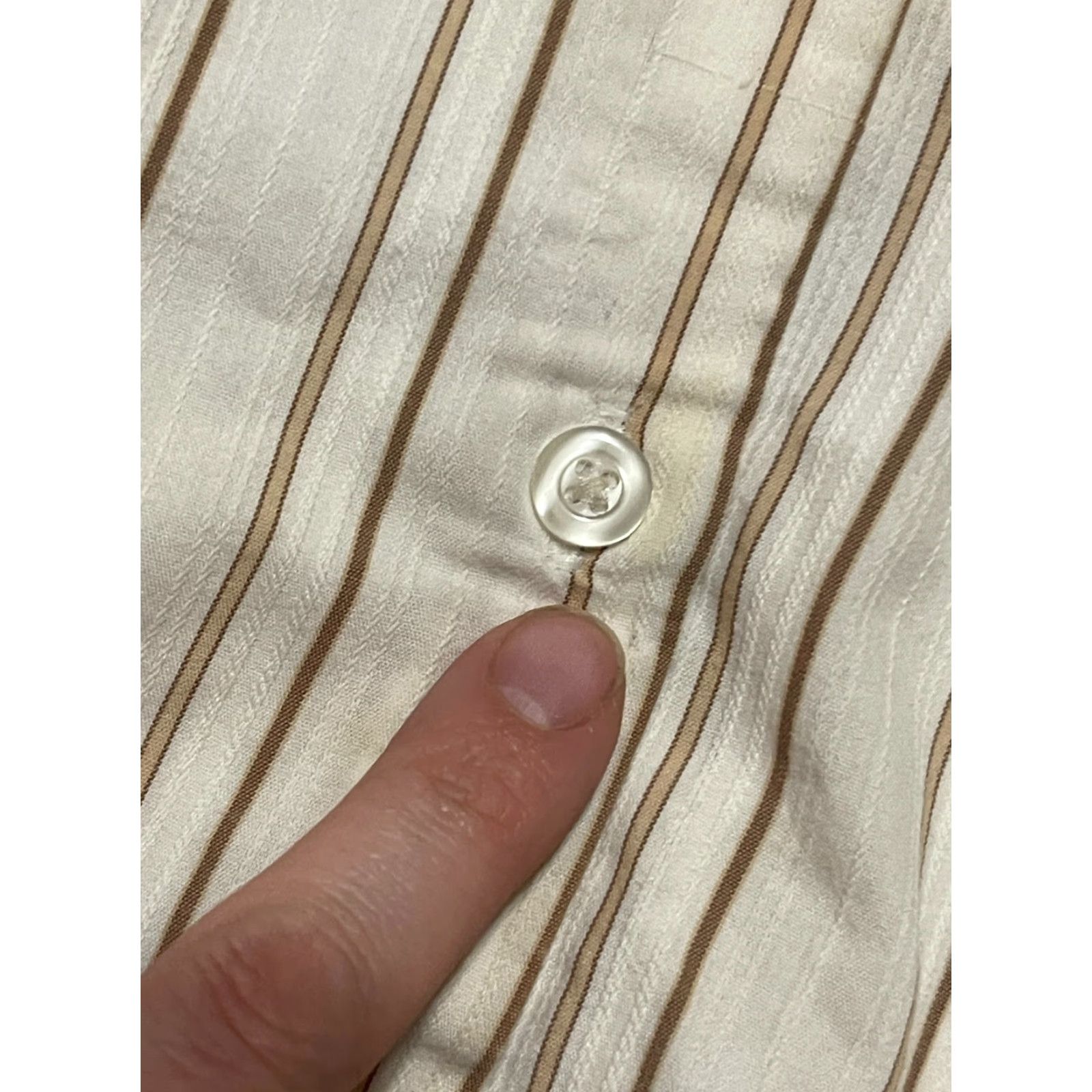 George George Shirt Women 16W White Brown Striped Button Up Stretch Casual Modern Long Sleeve Collared Size XXL / US 16-18 / IT 52-54 - 5 Thumbnail