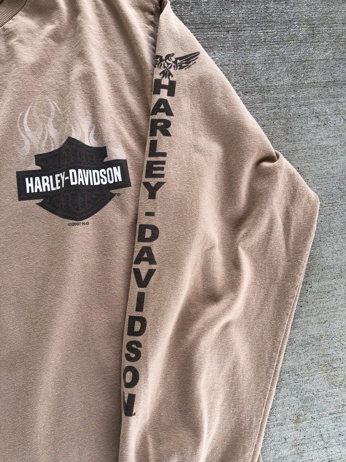 Harley Davidson × Vintage CRZY Vintage cream Long Sleeve Harley Davidson Size US M / EU 48-50 / 2 - 5 Thumbnail