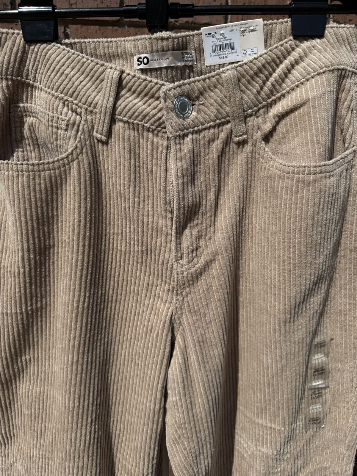 Other SO Juniors 11 Waist 30 High Rise Straight Tan Corduroy Pants Size 30" / US 8 / IT 44 - 2 Thumbnail