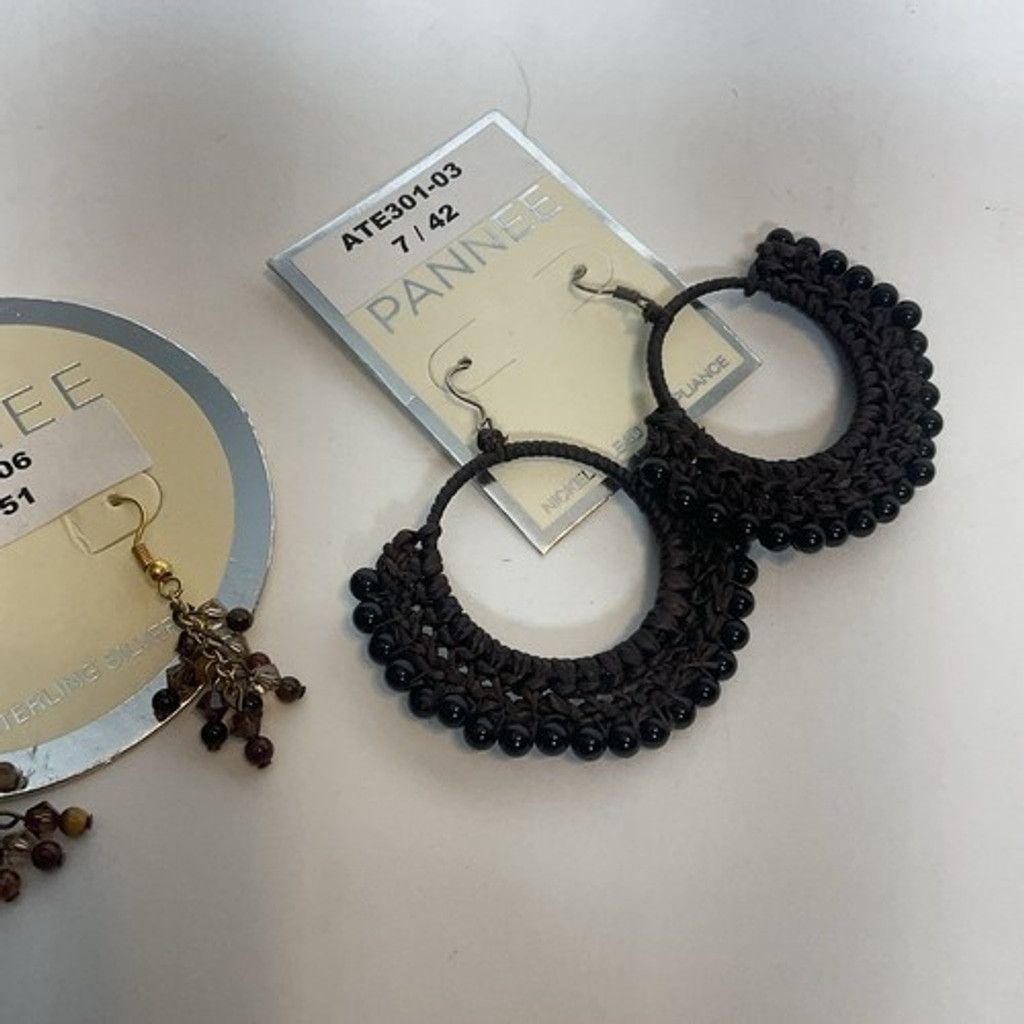 Other Pannee Loop /Hoop Macrame Earrings Brown & Beaded Dangle Size ONE SIZE - 11 Thumbnail