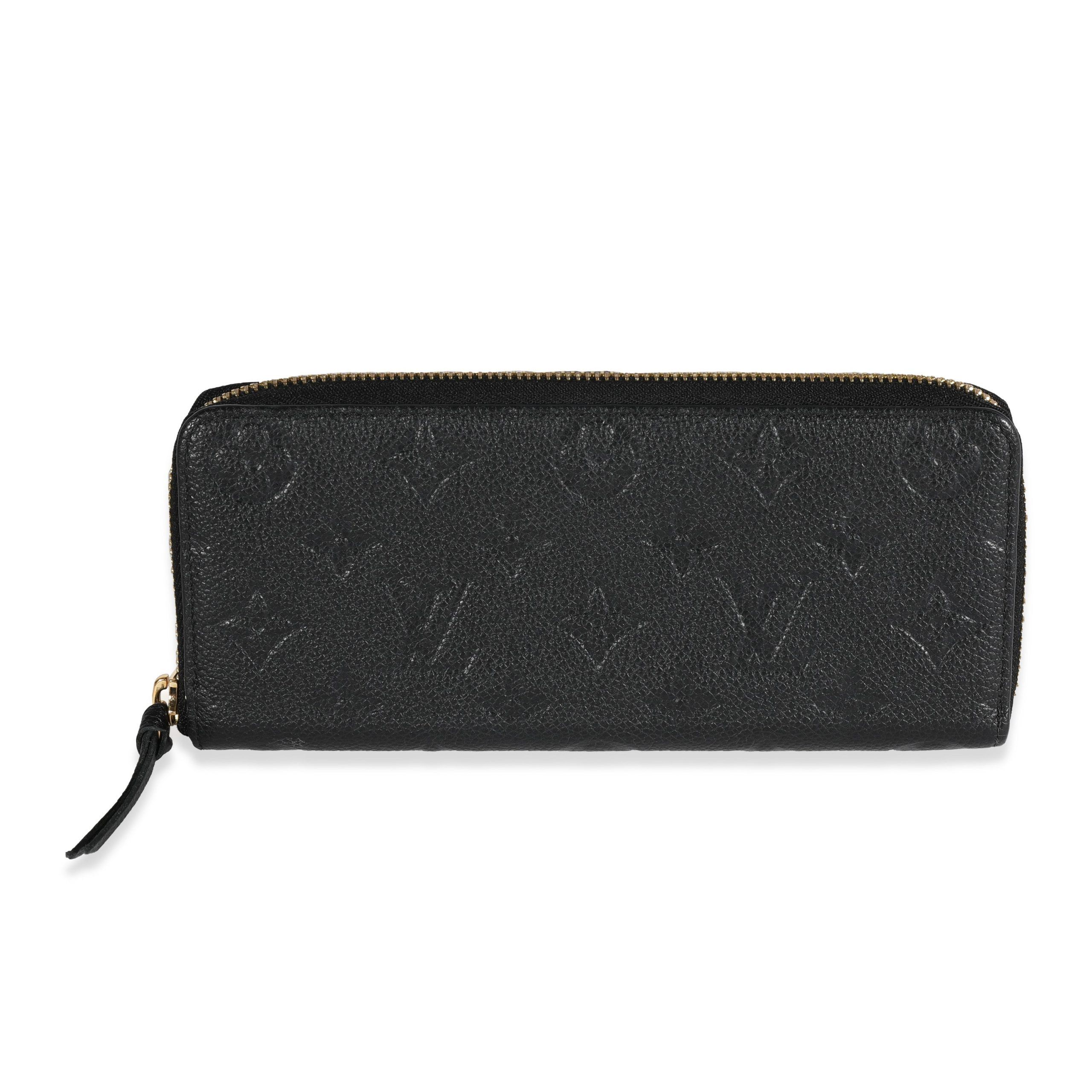 image of Louis Vuitton Black Monogram Empreinte Leather Clémence Wallet, Women's