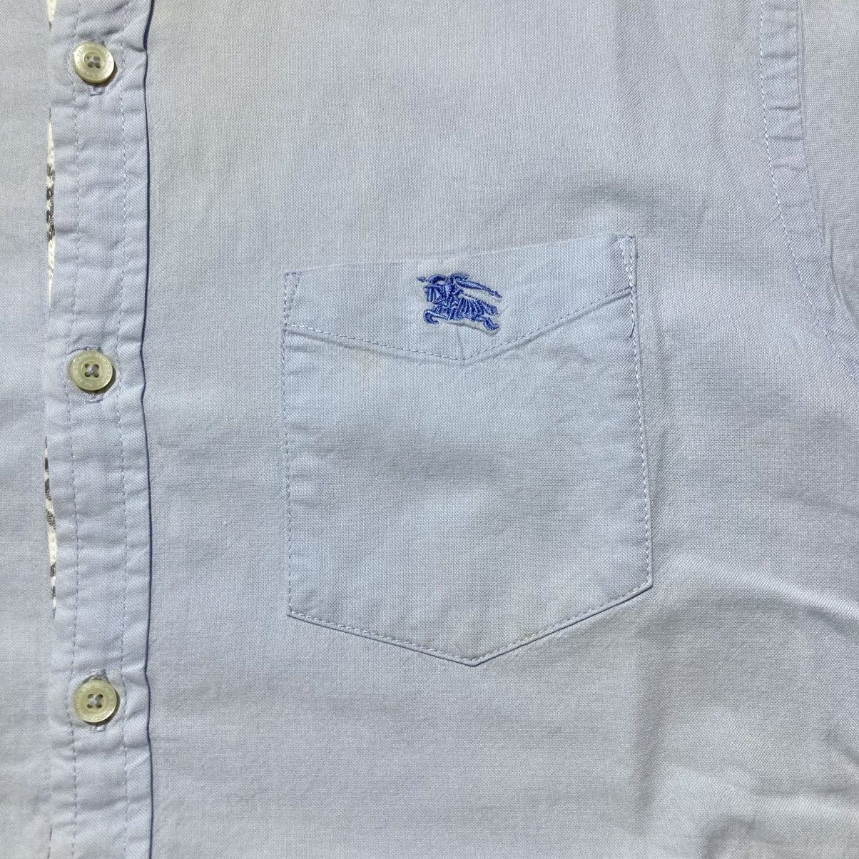 Burberry Vintage Burberry Black Label Pocket Logo Shirt Blue Luxury Size US M / EU 48-50 / 2 - 7 Thumbnail