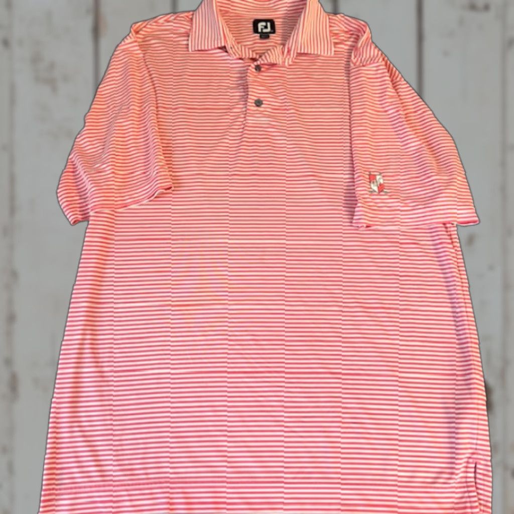 Footjoy Footjoy Shirt Mens M Orange Striped Golf Polo Performance Stretch Casual Size US M / EU 48-50 / 2 - 1 Thumbnail
