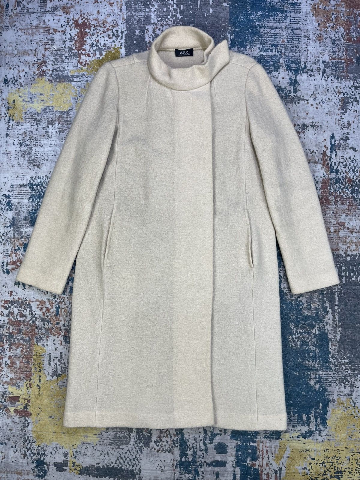 A.P.C High Neck Magnet Snap Wool Long Coat