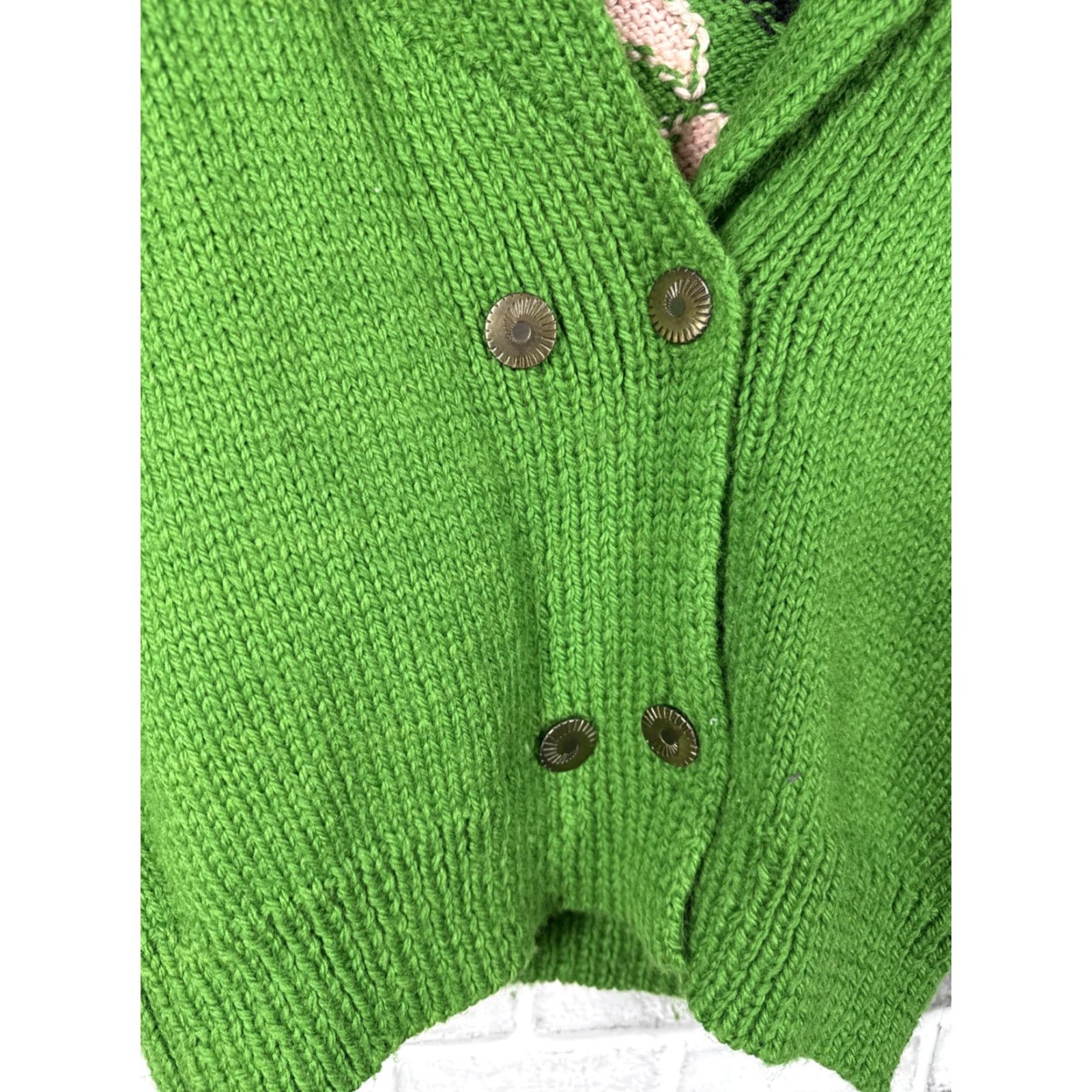 Vintage VINTAGE HAND MADE Green Acrylic/Wool Cardigan Sweater Shawl Neck Womens S Size S / US 4 / IT 40 - 6 Thumbnail