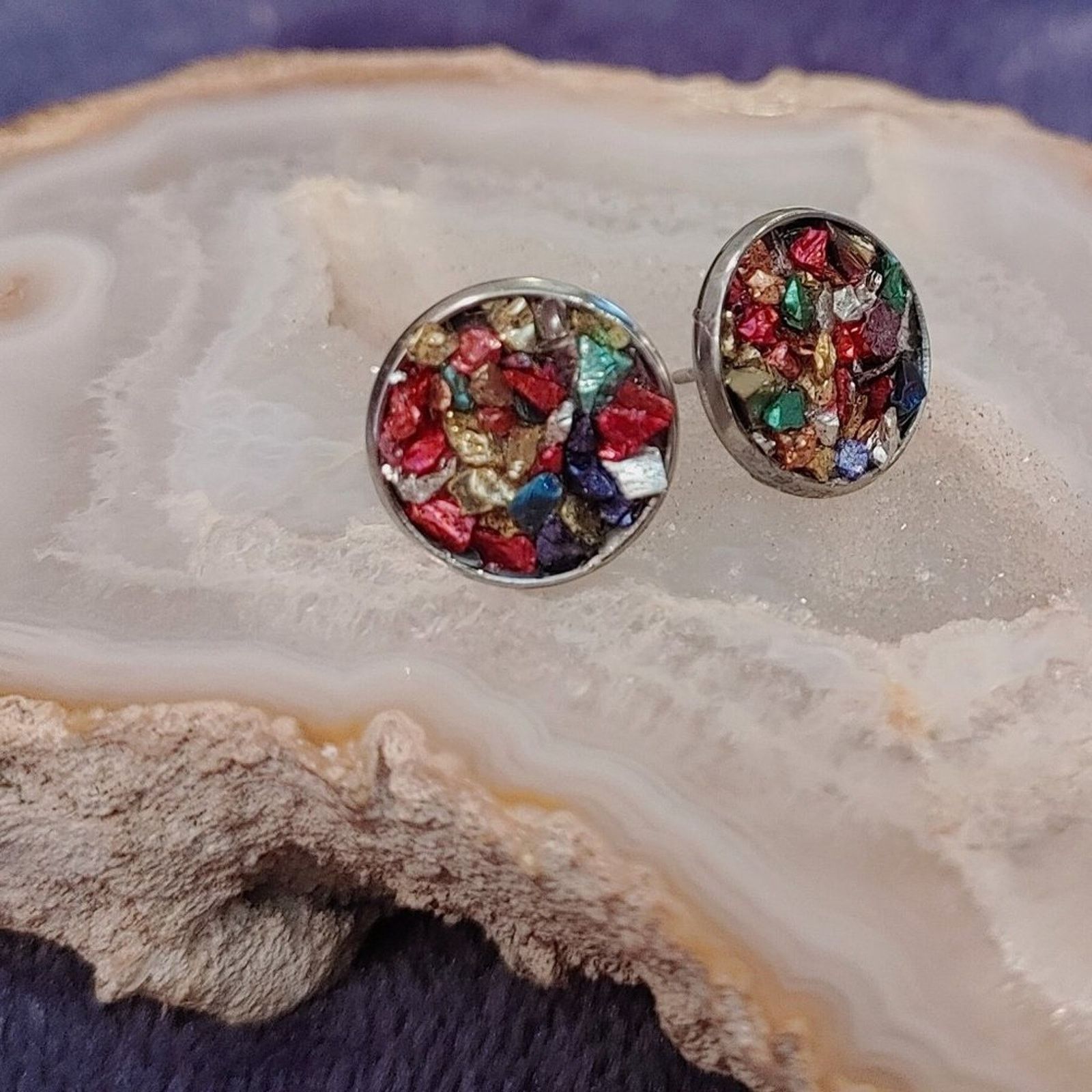 Other Crushed Mineral Stud Earrings Size ONE SIZE - 2 Thumbnail