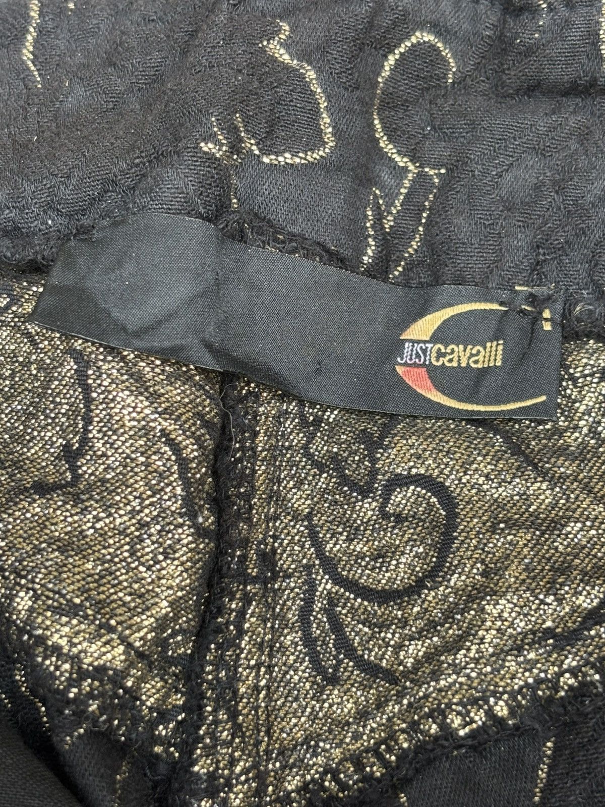 Roberto Cavalli Y2K Gold Glitter Denim Jeans Size 27" / US 4 / IT 40 - 8 Thumbnail