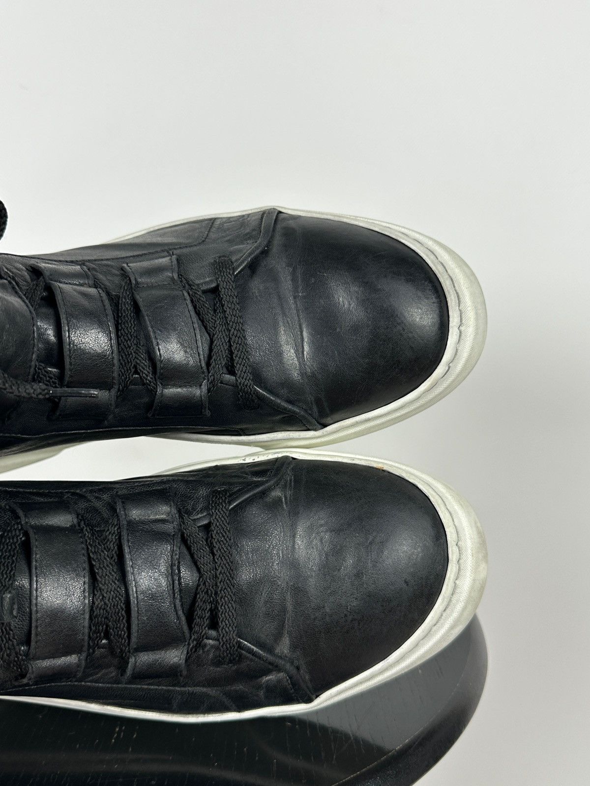 Masnada Masnada Black Leather Hi Top Sneakers Size US 12 / EU 45 - 21 Thumbnail