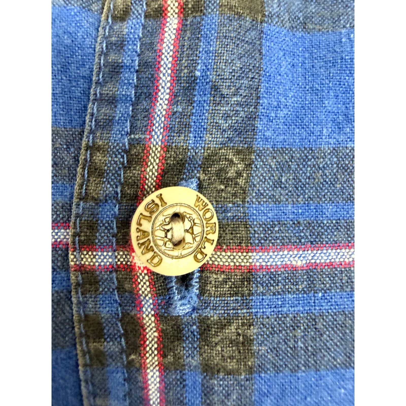 Vintage VINTAGE World Island Shirt Mens L Blue Plaid Heavyweight Oversized 90s Pipe Dreams? Size US L / EU 52-54 / 3 - 6 Thumbnail
