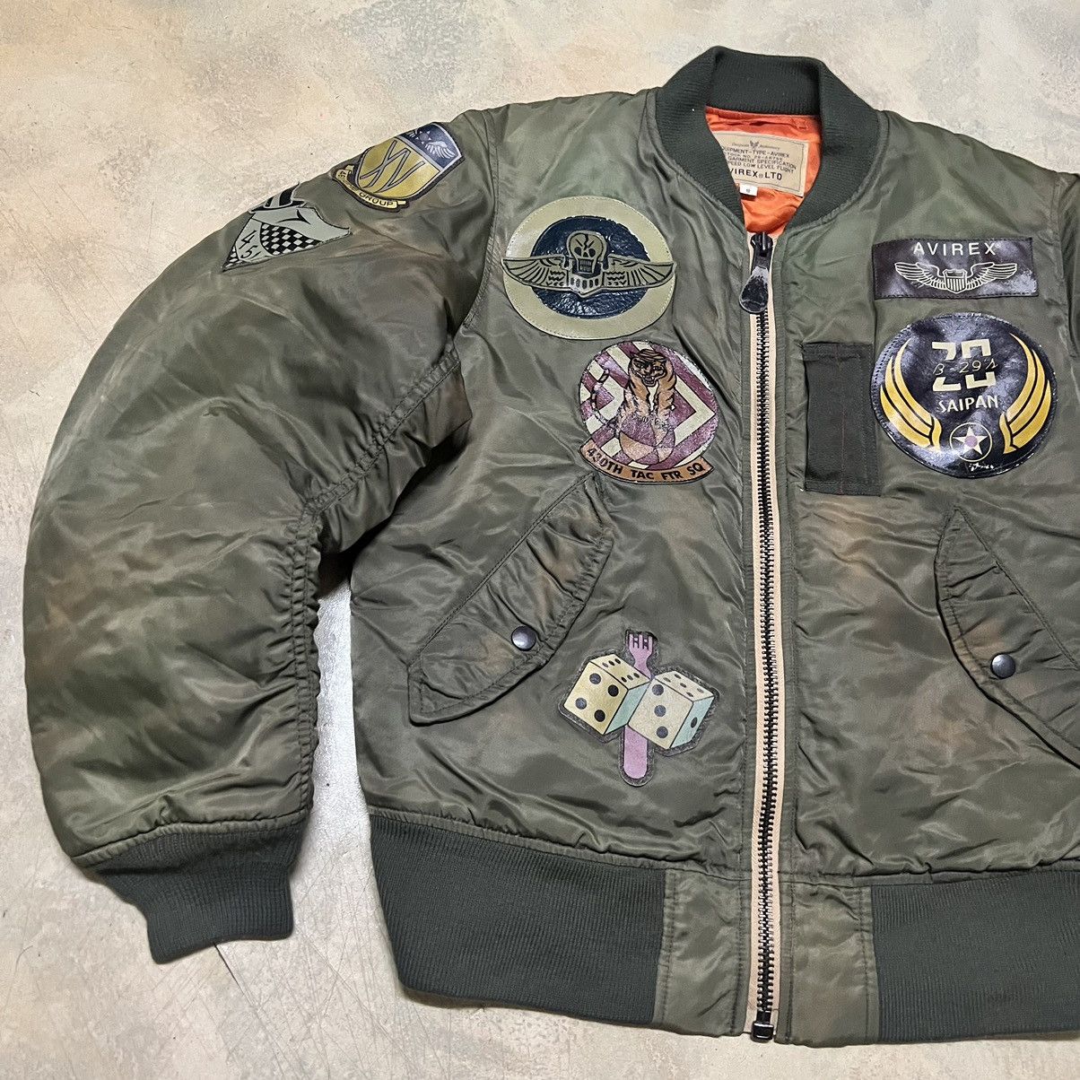 Avirex Avirex Bomber Jacket Full Patches Distressed Style Size US S / EU 44-46 / 1 - 5 Thumbnail