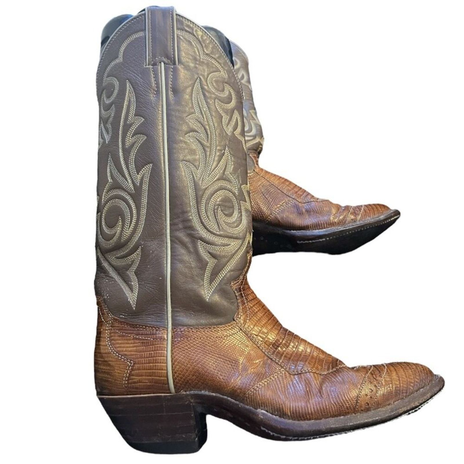 Justin Boots Vintage Justin Two-Toned Lizard Skin Boots Size US 6 / IT 36 - 1 Thumbnail