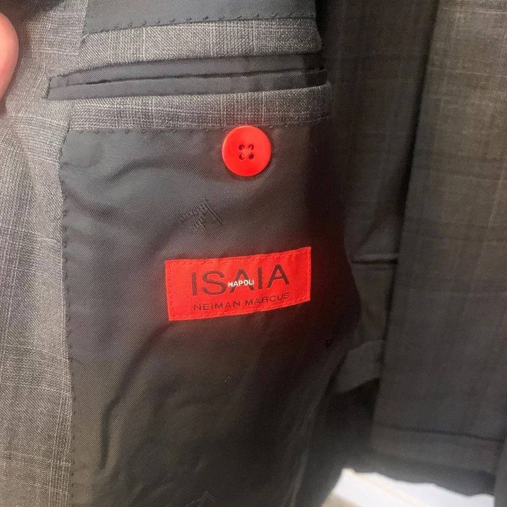 Isaia Isaia Napoli Suit – Gray Check, Made in Italy Size 44R - 4 Thumbnail