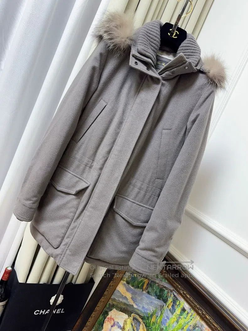 Loro Piana Loro Piana Icery Series Gray Caramel Cashmere Hooded Cotto Size XS / US 0-2 / IT 36-38 - 1 Thumbnail