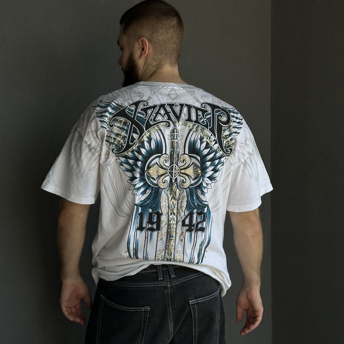 Japanese Brand × Vintage Vintage AXR Xzavier T-shirts Big Logo Band Affliction Y2K Size US XXL / EU 58 / 5 - 1 Thumbnail